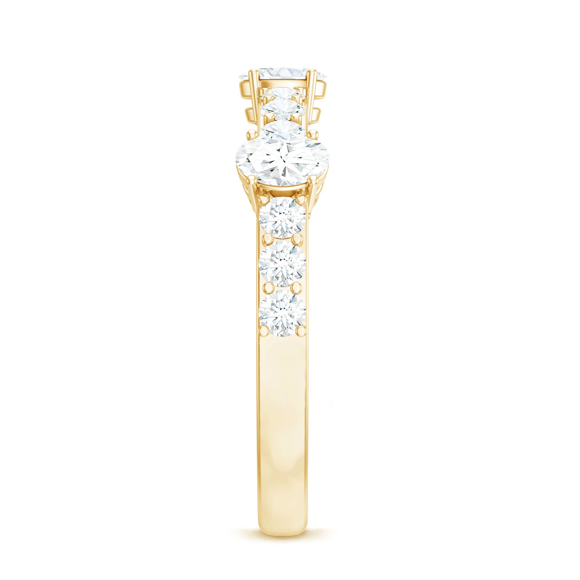 Natural Diamond Half Eternity Band Ring Natural - ( HI-SI ) - Rosec Jewels
