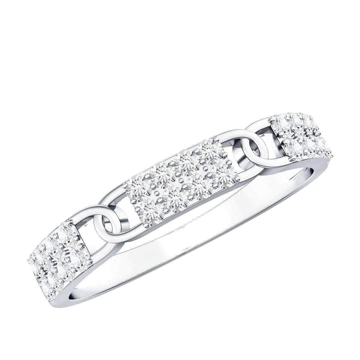 Certified Moissanite Interlocking Wedding Band
