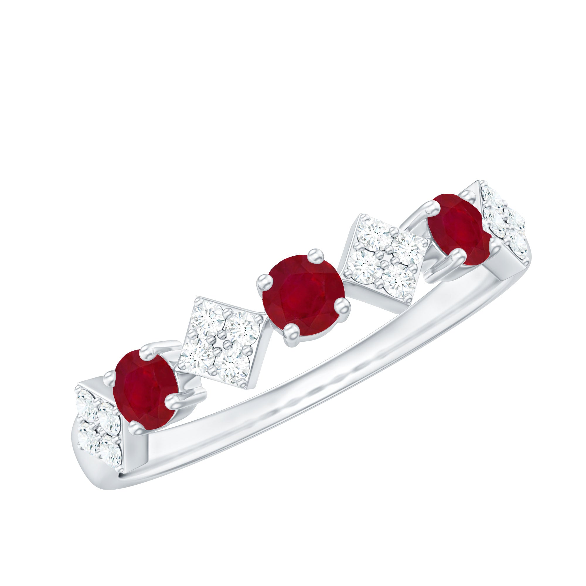 Classic Ruby and Diamond Half Eternity Ring