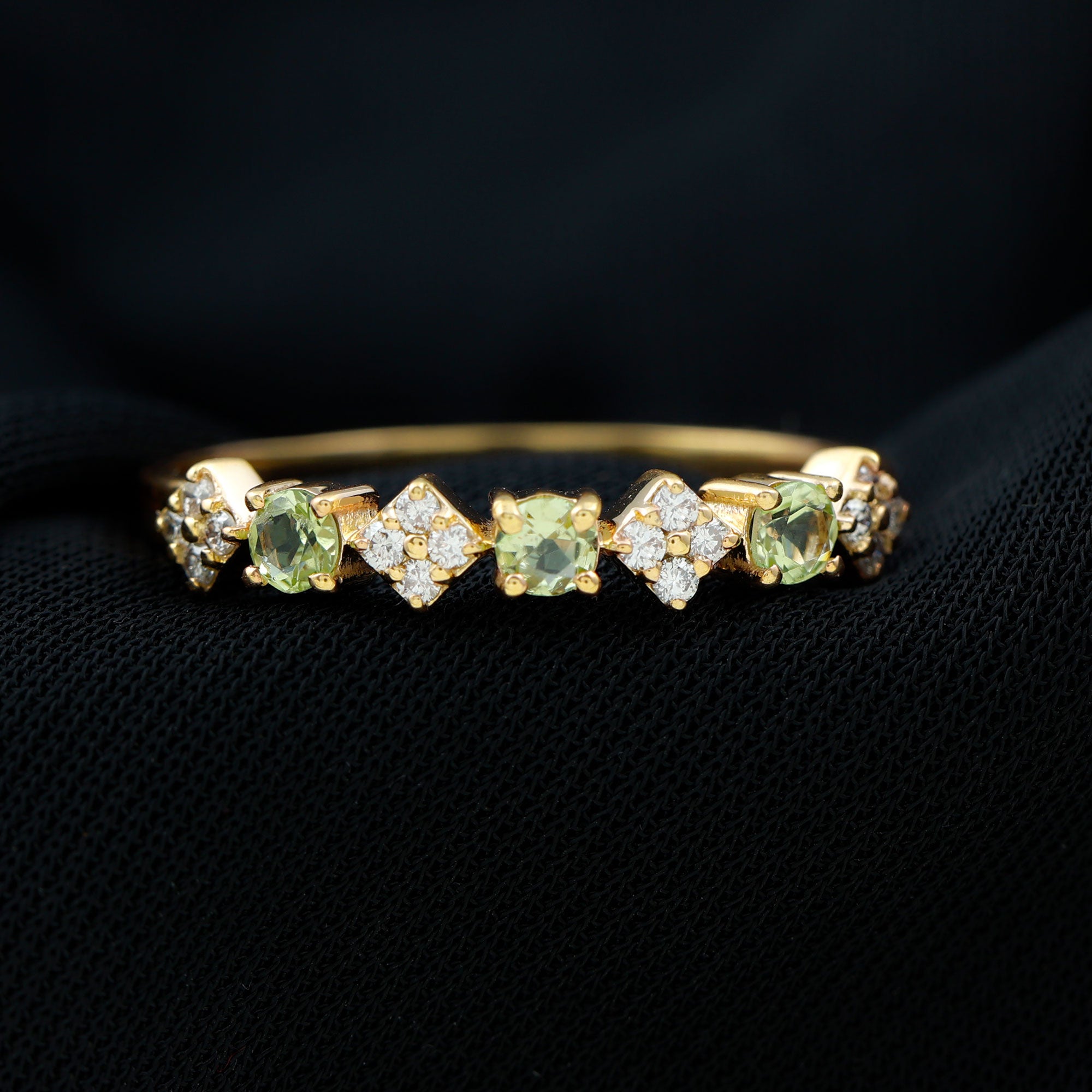 Natural Peridot Diamond Half Eternity Ring for Women AAA - Rosec Jewels