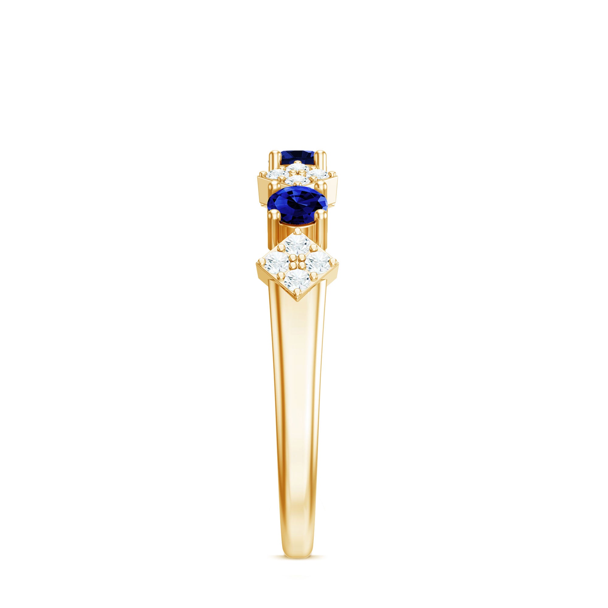 Certified Lab Grown Blue Sapphire Diamond Half Eternity Ring for Women AAAA - Rosec Jewels