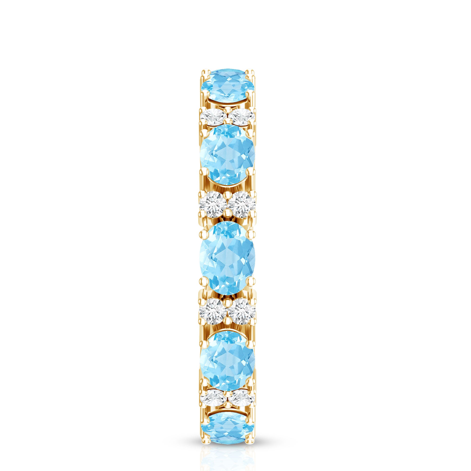 Natural Aquamarine Diamond Eternity Wedding Band in East West Style AAA - Rosec Jewels