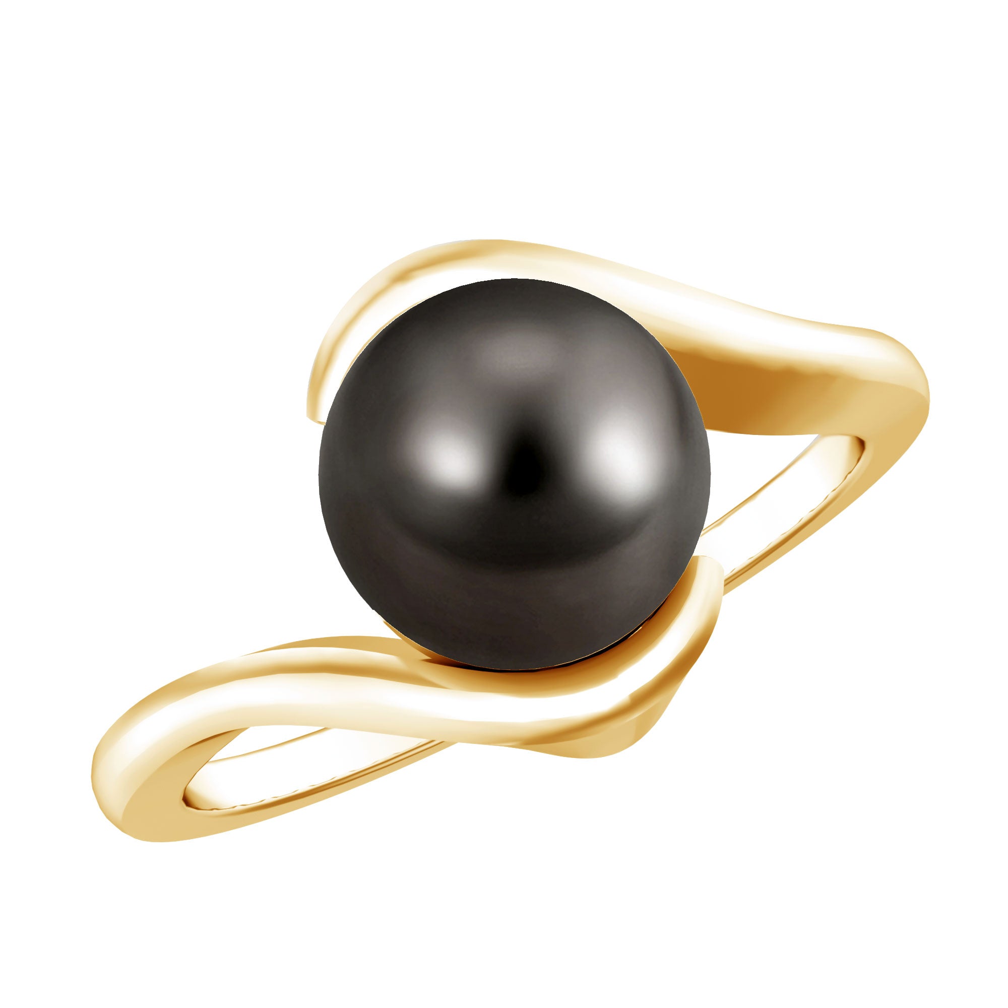 8 Carat Certified Tahitian Black Pearl Solitaire Bypass Ring AAA - Rosec Jewels