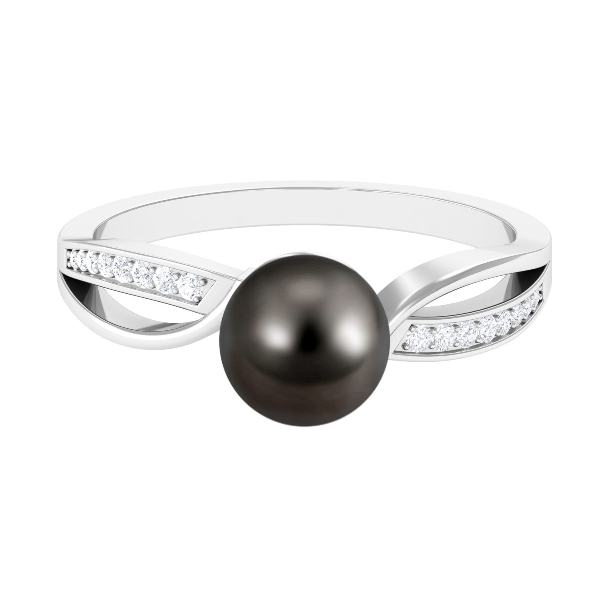 7.25 CT Solitaire Tahitian Pearl Engagement Ring with Diamond