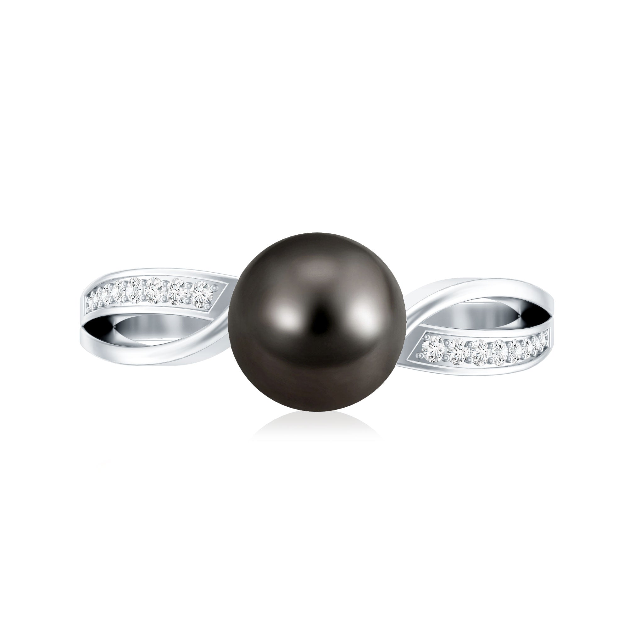7.25 CT Solitaire Tahitian Pearl Engagement Ring with Diamond AAA - Rosec Jewels