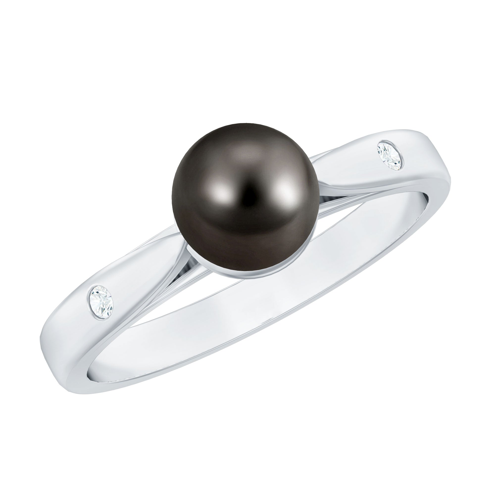 2.50 CT Solitaire Black Tahitian Pearl Engagement Ring with Moissanite