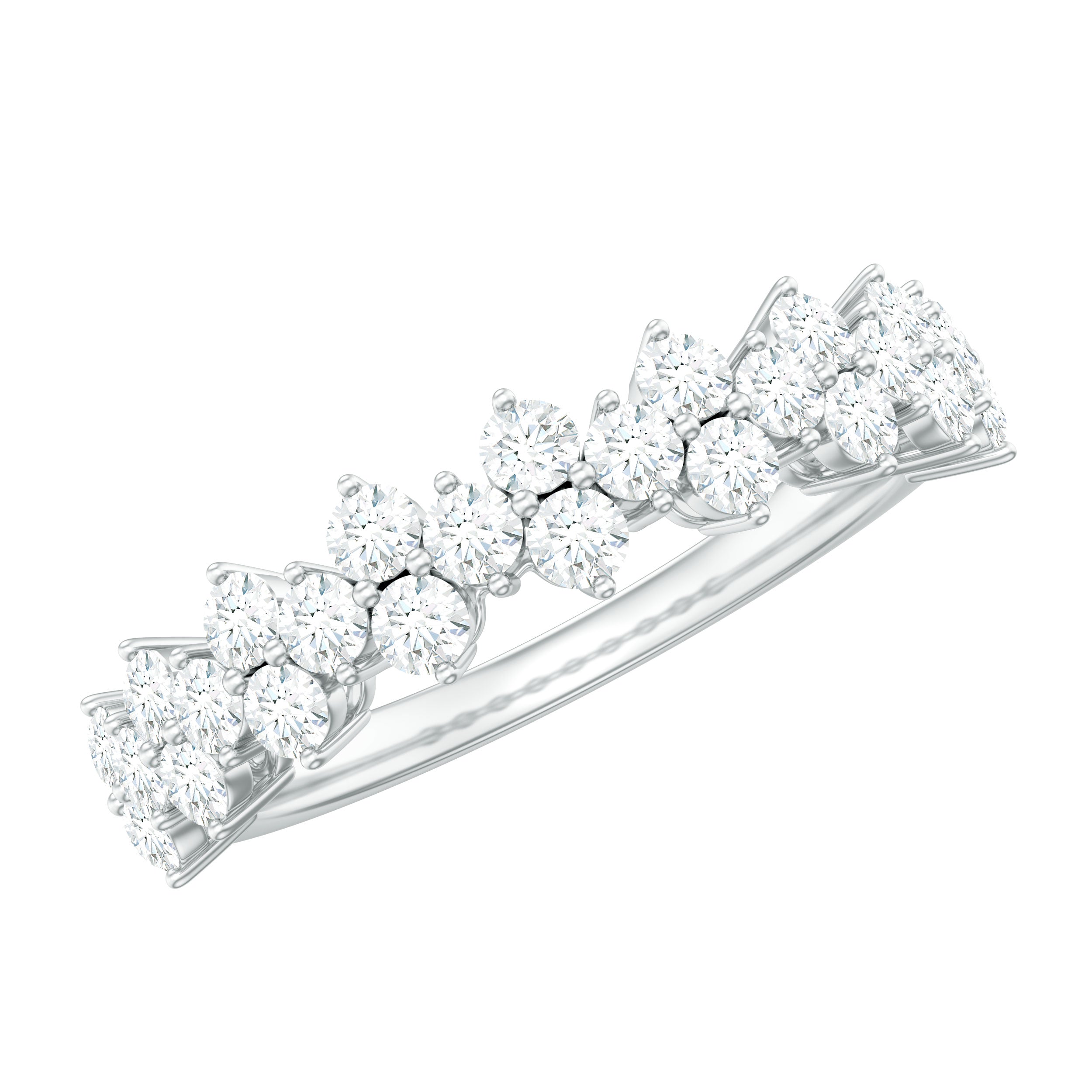Natural Diamond Half Eternity Wedding Band with Certificate Natural - ( HI-SI ) - Rosec Jewels