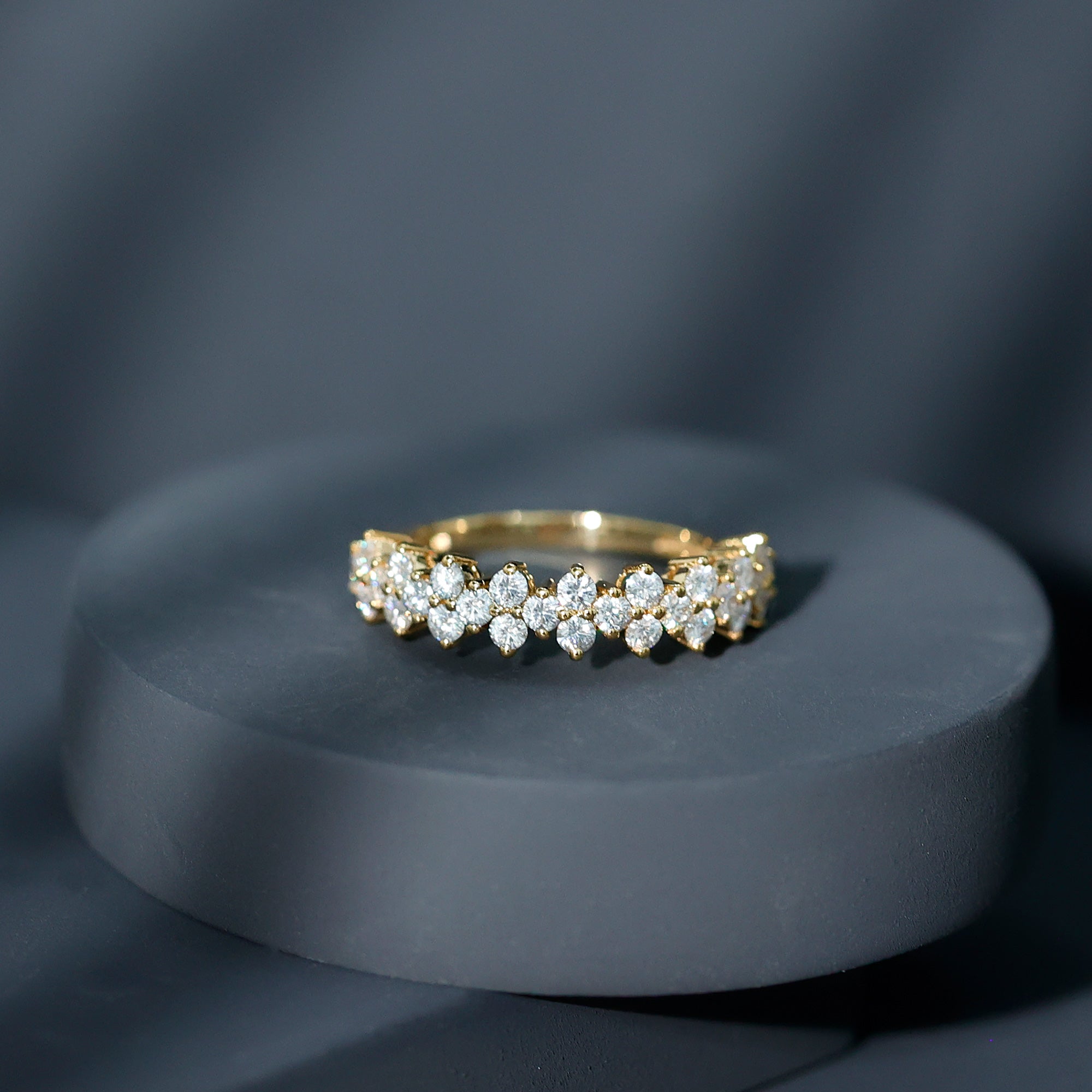 Natural Diamond Half Eternity Wedding Band with Certificate Natural - ( HI-SI ) - Rosec Jewels