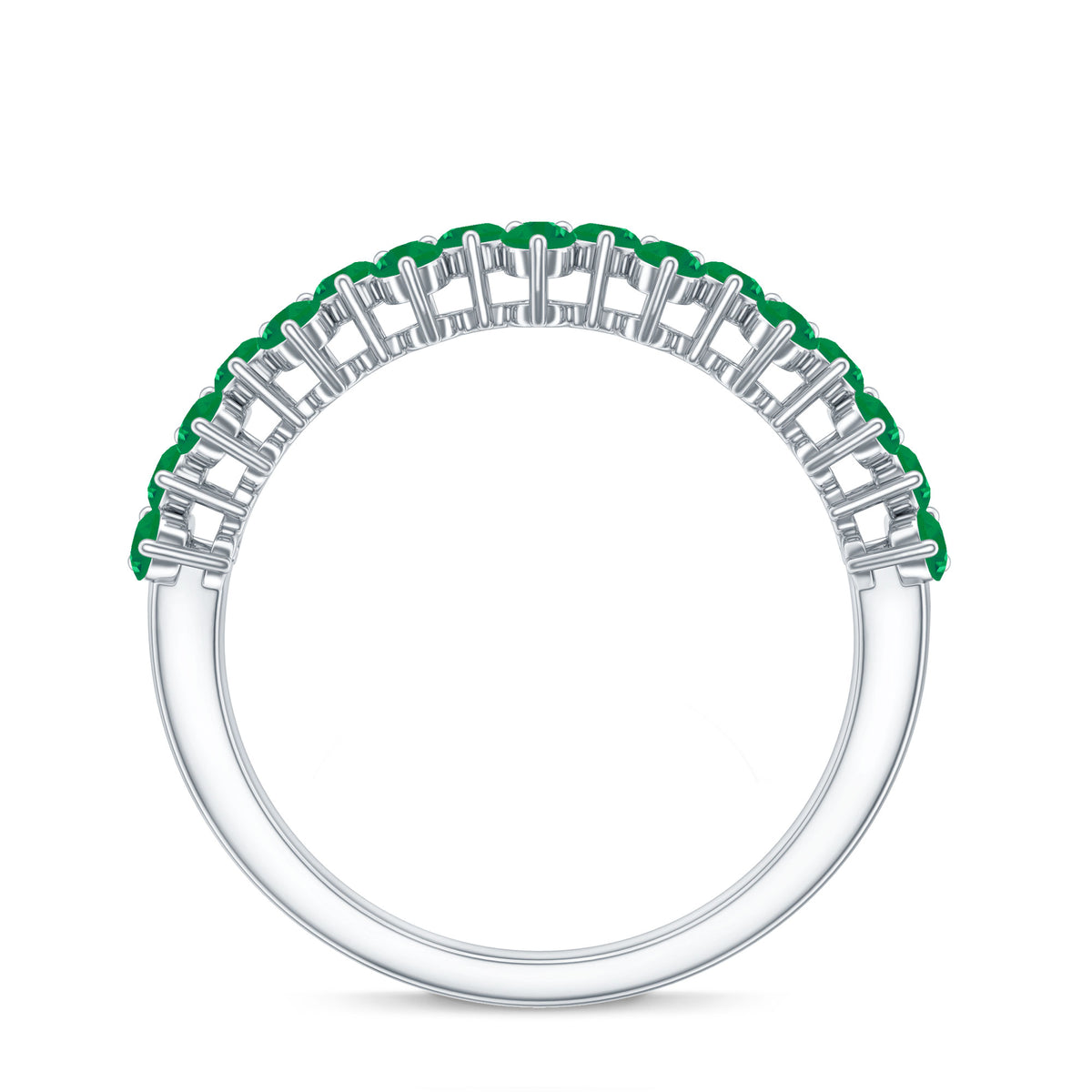 Certified Real Emerald Half Eternity Anniversary Ring AAA - Rosec Jewels