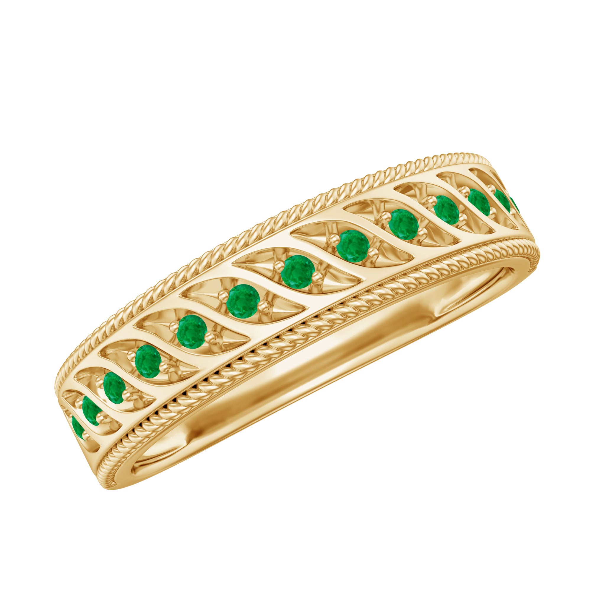 Genuine Emerald Vintage Inspired Eternity Band AAA - Rosec Jewels