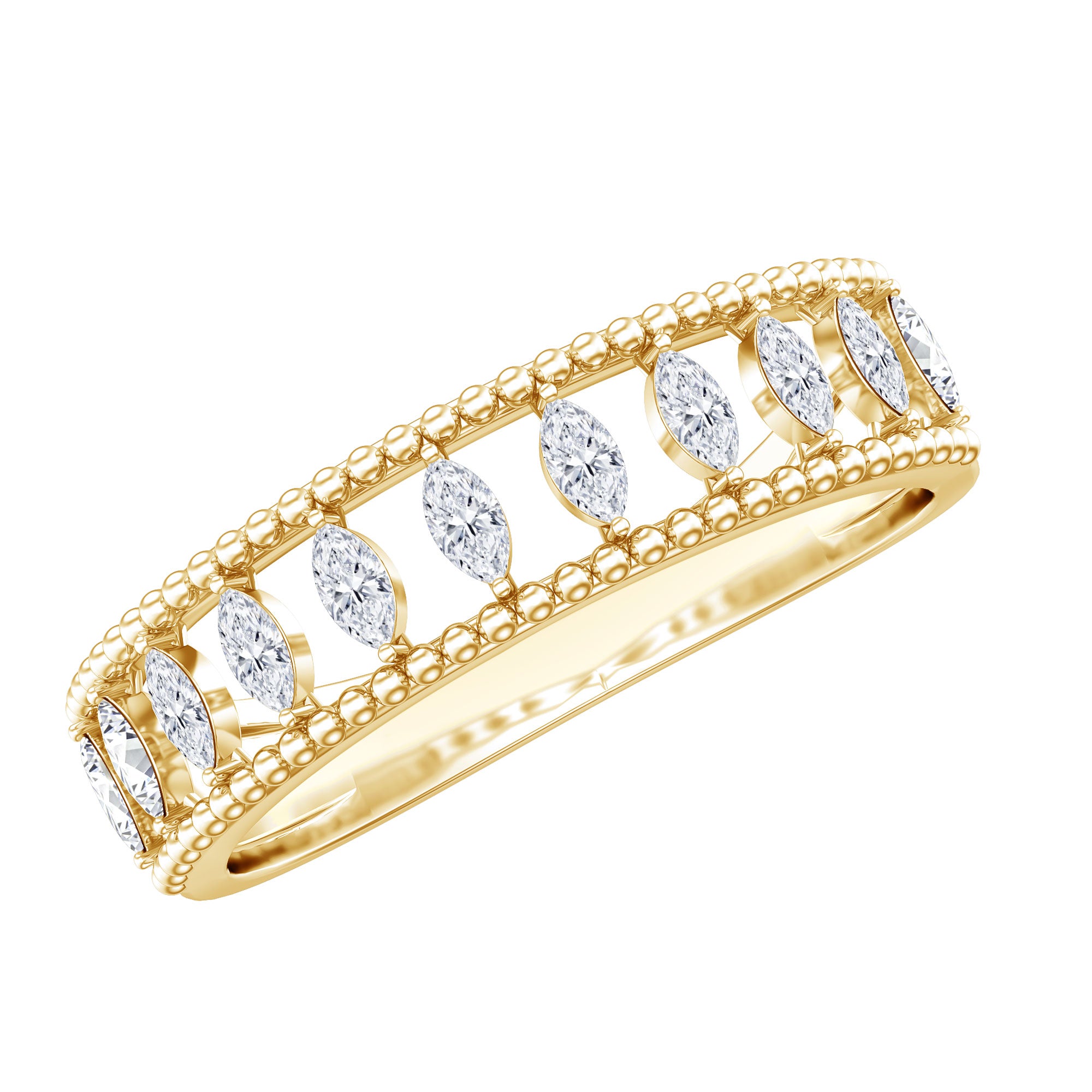 Marquise Moissanite Half Eternity Band Ring D-VS1 - Rosec Jewels