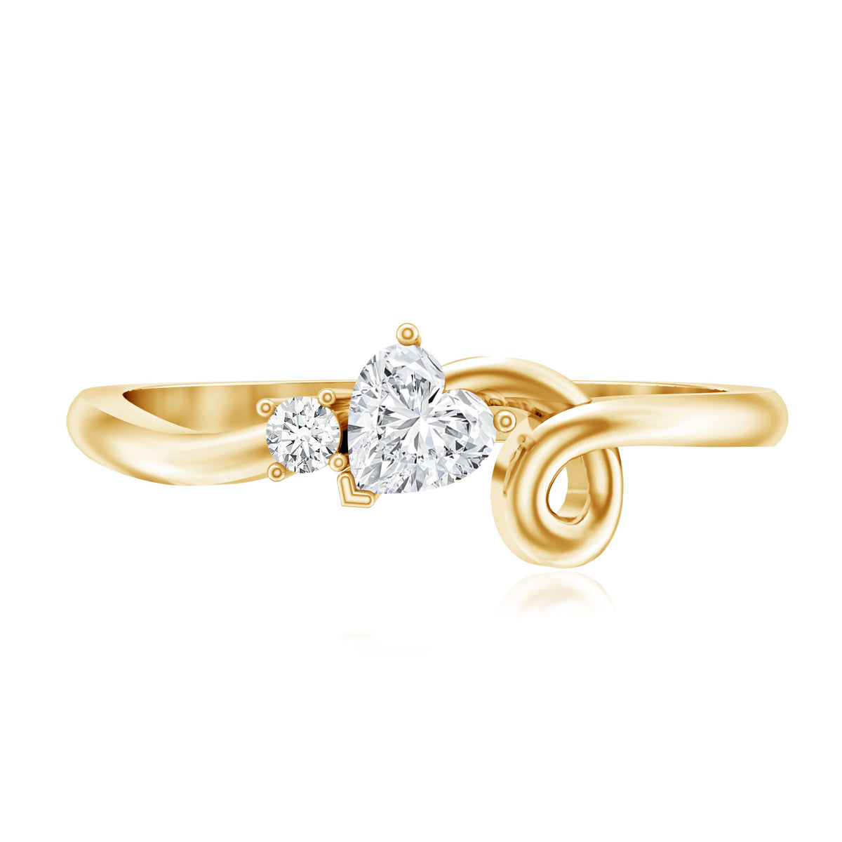 Certified Moissanite Heart Promise Ring with Twisted Shank D-VS1 - Rosec Jewels