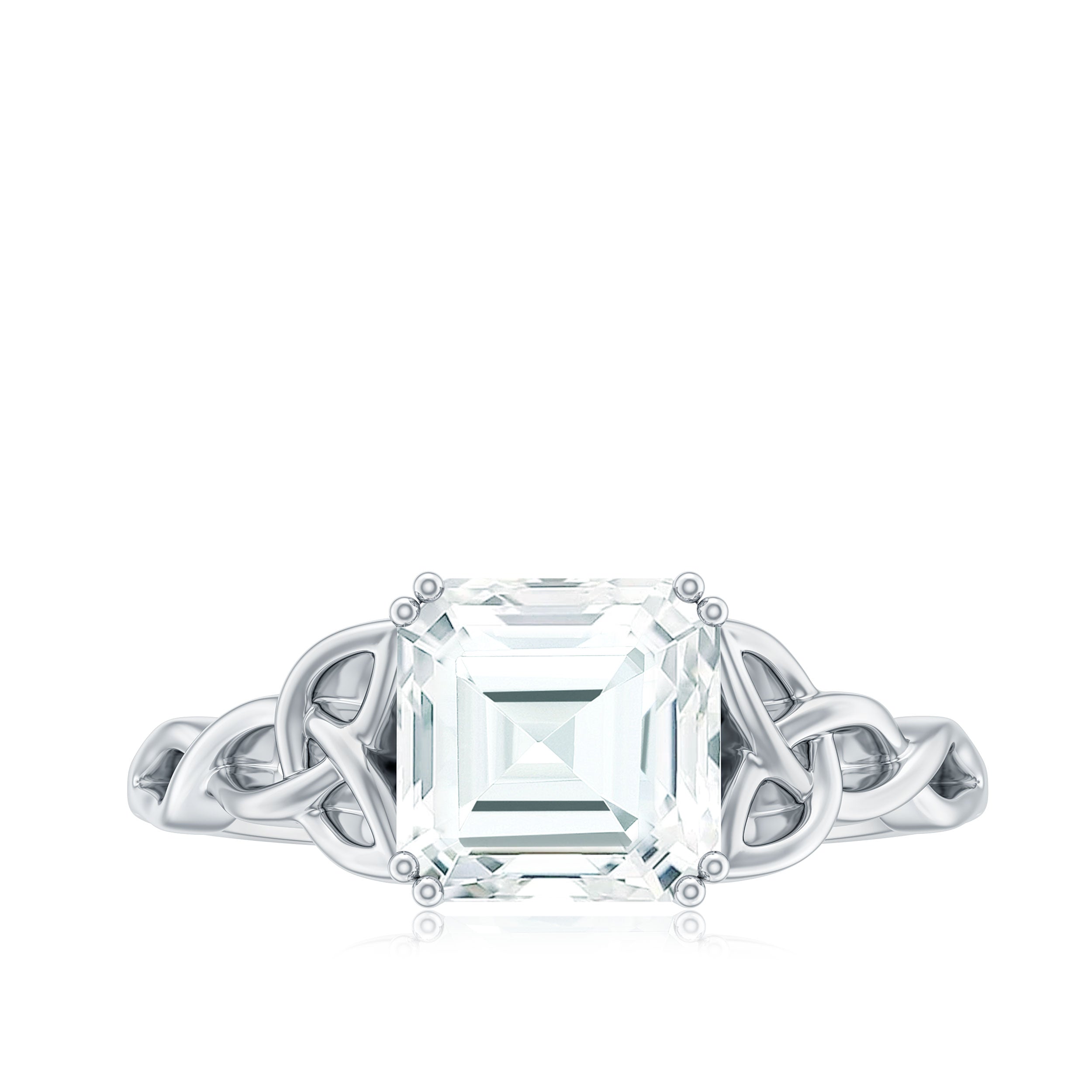 Asscher Cut 8 MM Moissanite Celtic Knot Engagement Ring D-VS1 - Rosec Jewels