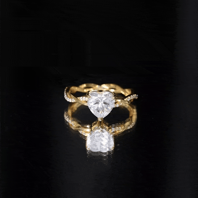 Rosec Jewels-Solitaire Heart Shape Moissanite Braided Engagement Ring