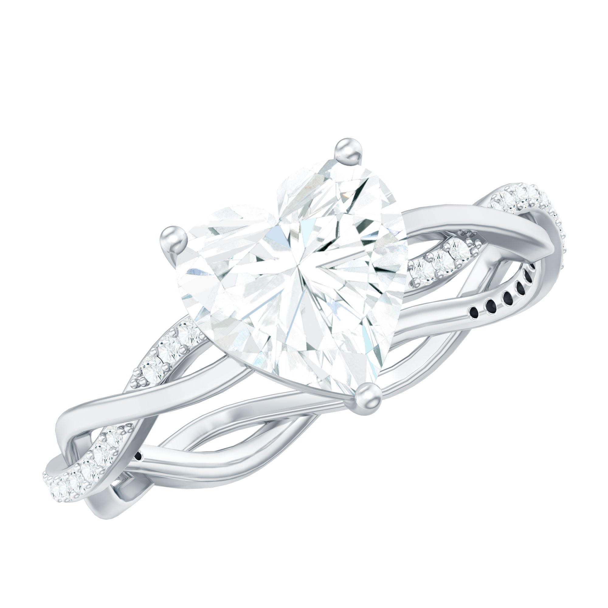 Solitaire Heart Shape Moissanite Braided Engagement Ring