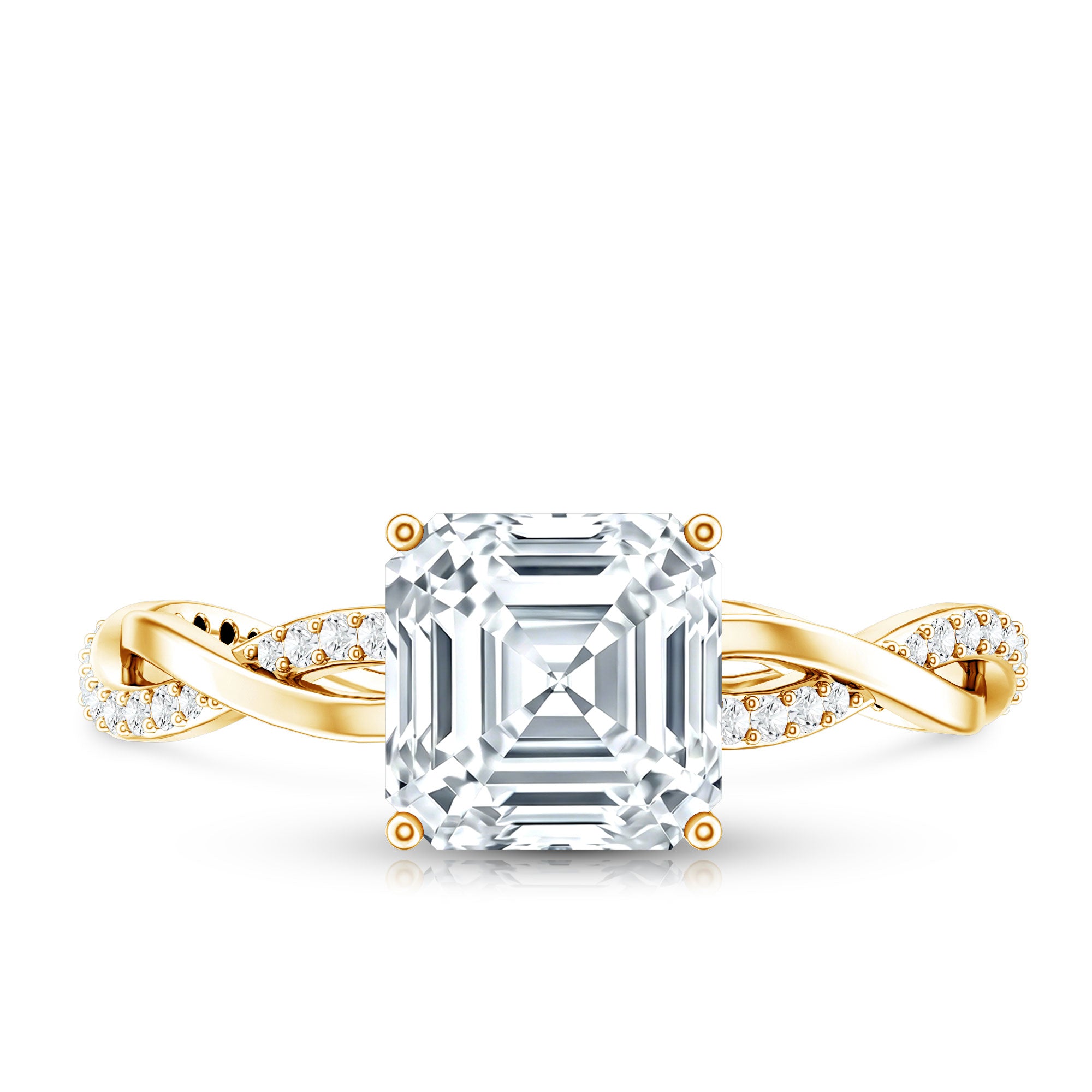 Solitaire Moissanite Asscher Cut Engagement Ring D-VS1 - Rosec Jewels