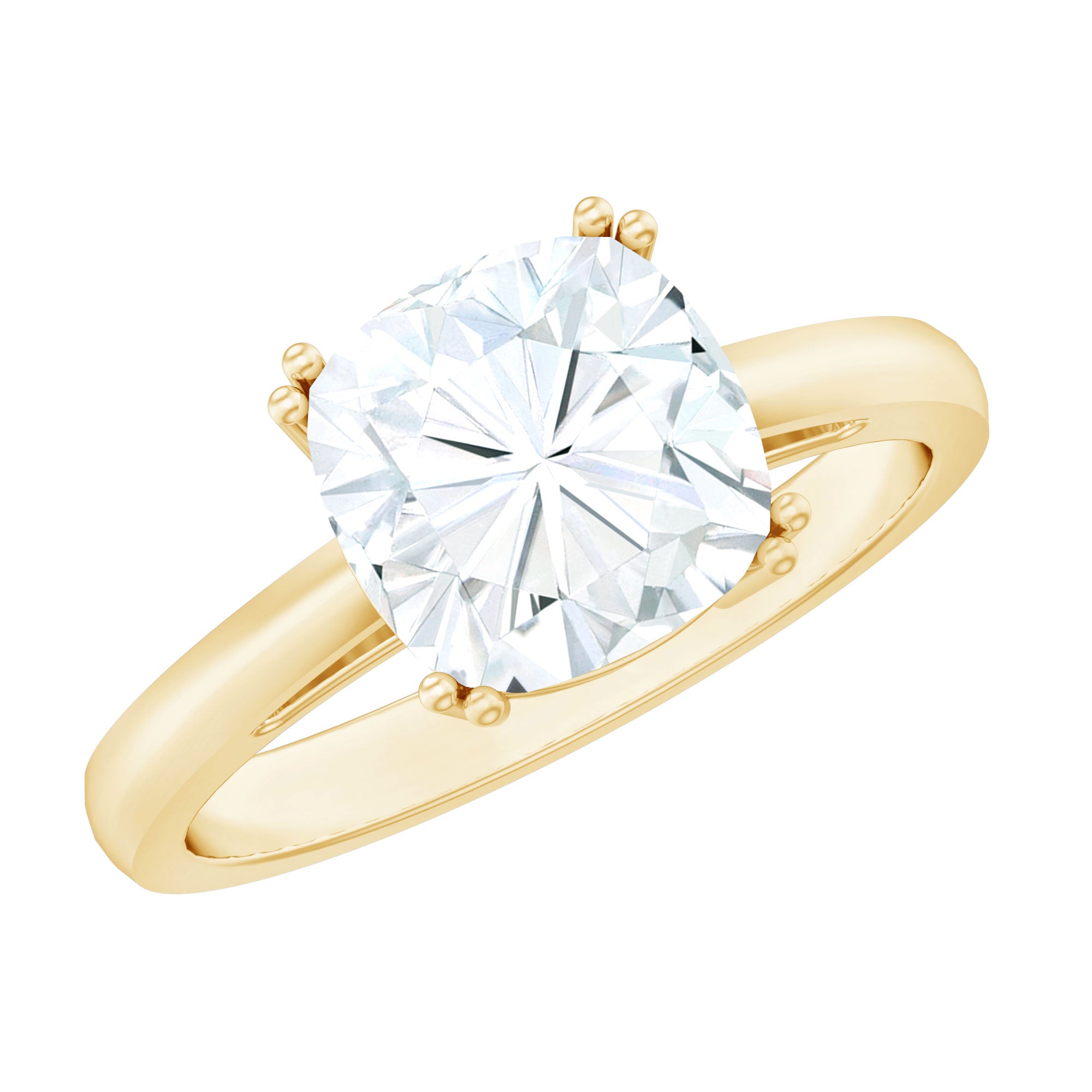 3 CT Cushion Cut Certified Moissanite Solitaire Engagement Ring D-VS1 - Rosec Jewels