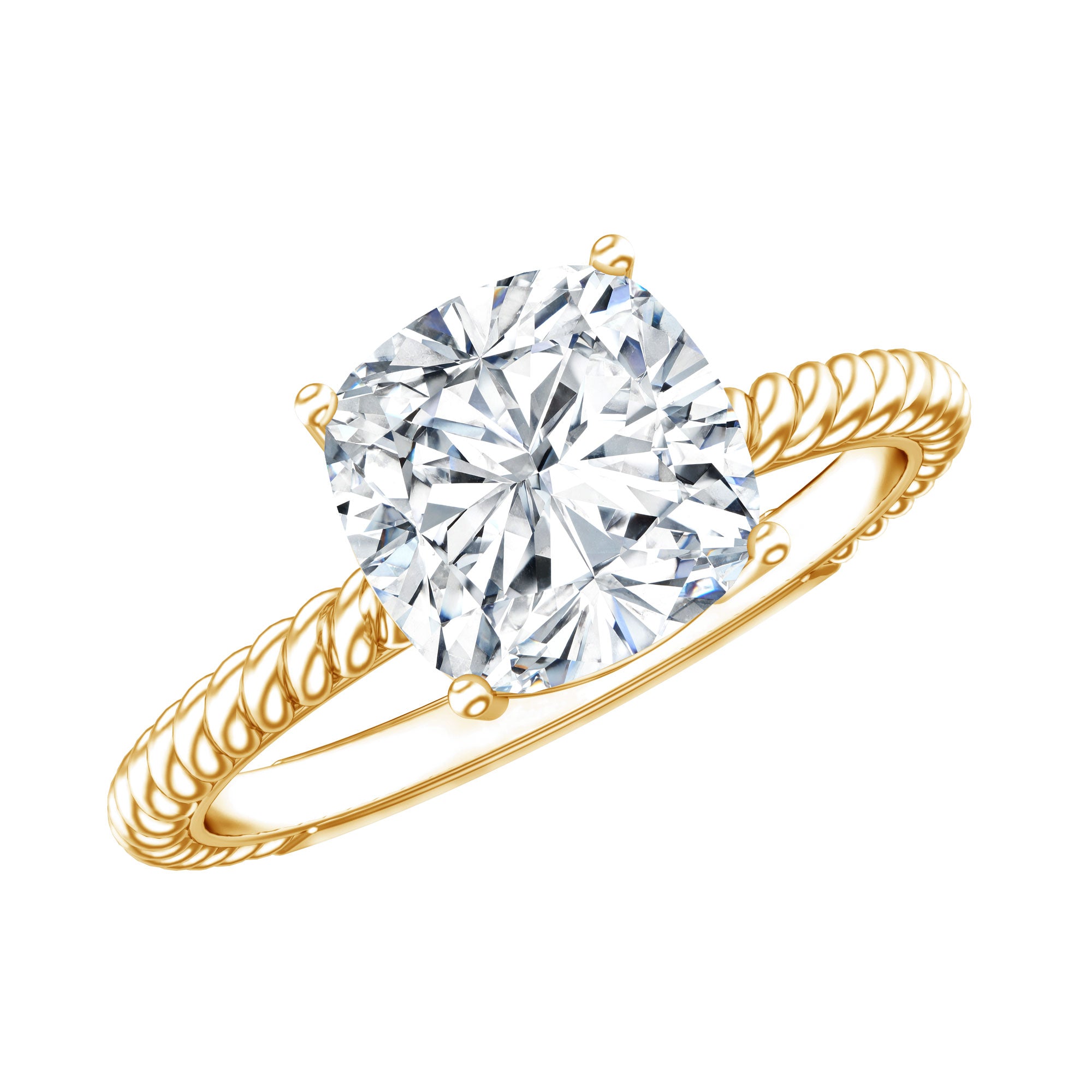 3 CT Certified Moissanite Cushion Cut Engagement Ring D-VS1 - Rosec Jewels