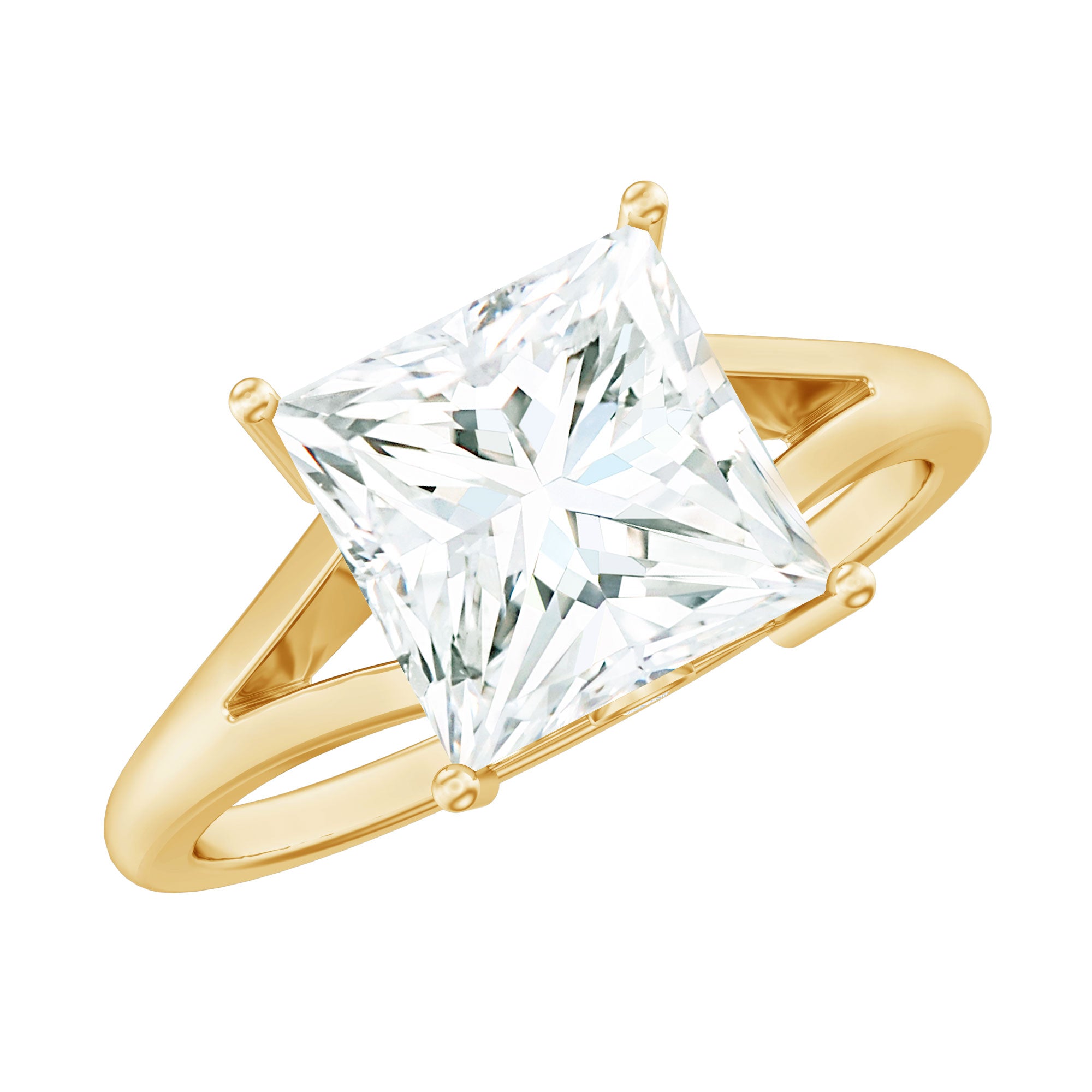 Certified 8 MM Moissanite Princess Cut Engagement Ring with Split Shank D-VS1 - Rosec Jewels