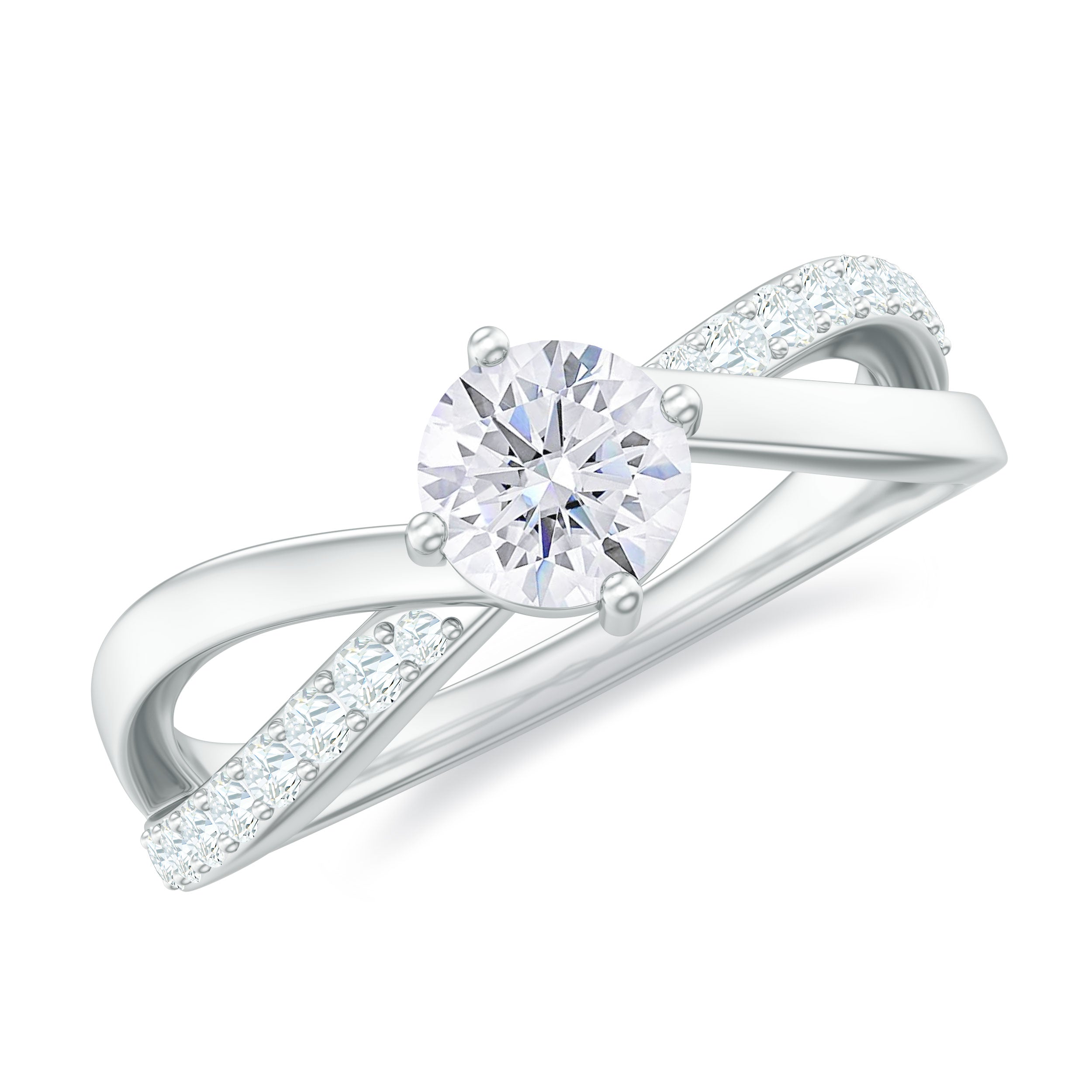 Round Cut Zircon Infinity Solitaire Ring in Prong Setting AAAA - Rosec Jewels