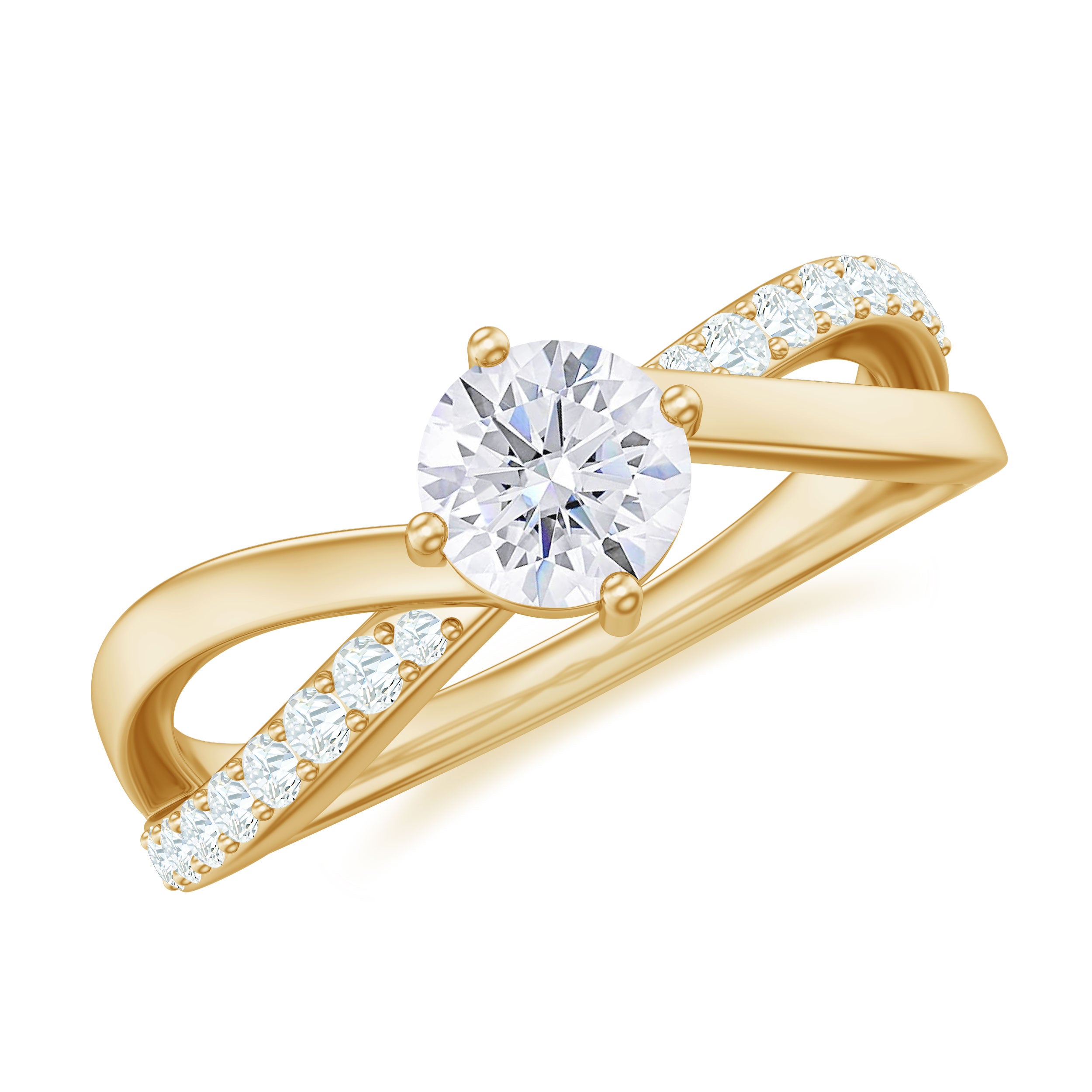 Round Cut Zircon Infinity Solitaire Ring in Prong Setting AAAA - Rosec Jewels