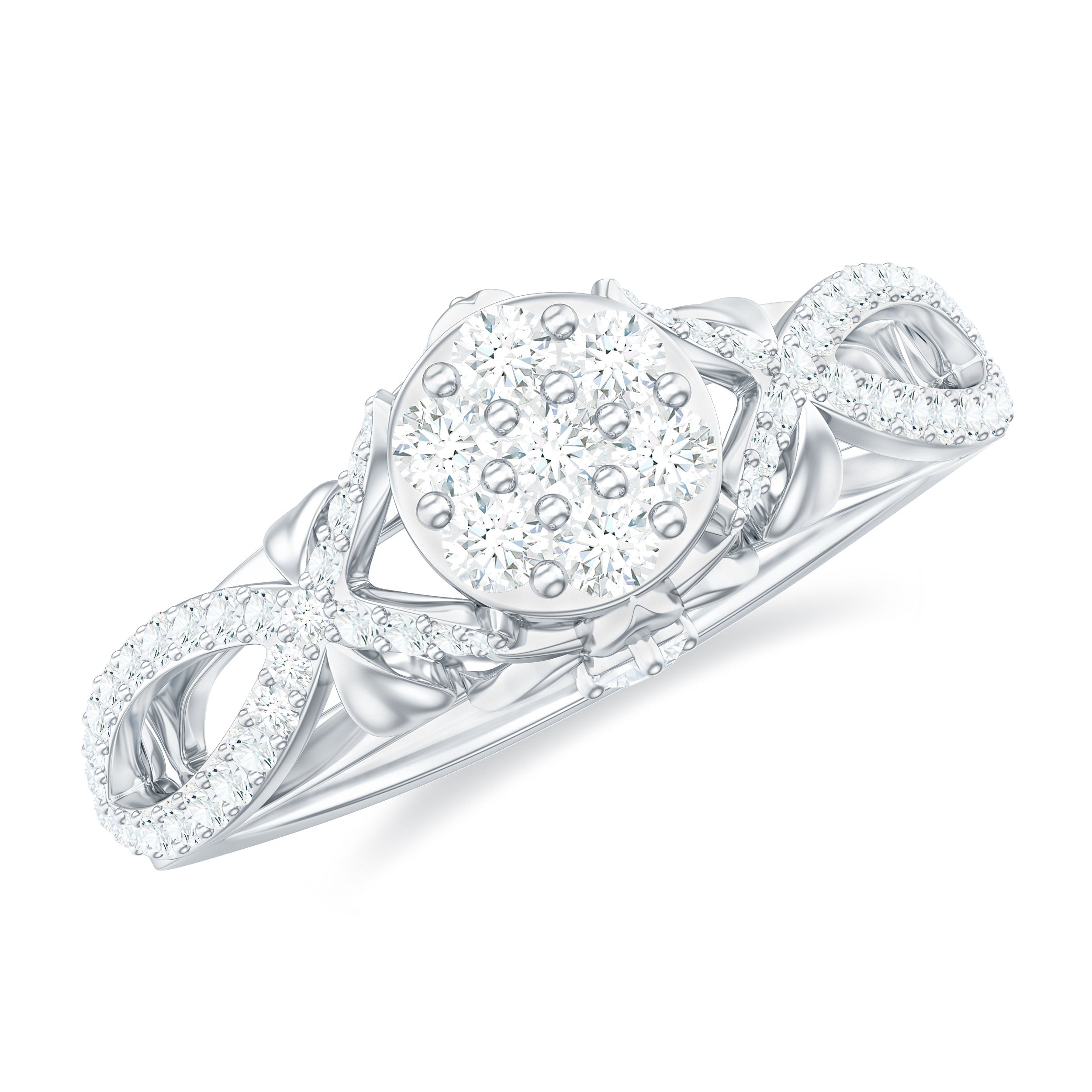 3/4 CT Cubic Zirconia Designer Engagement Ring in Gold