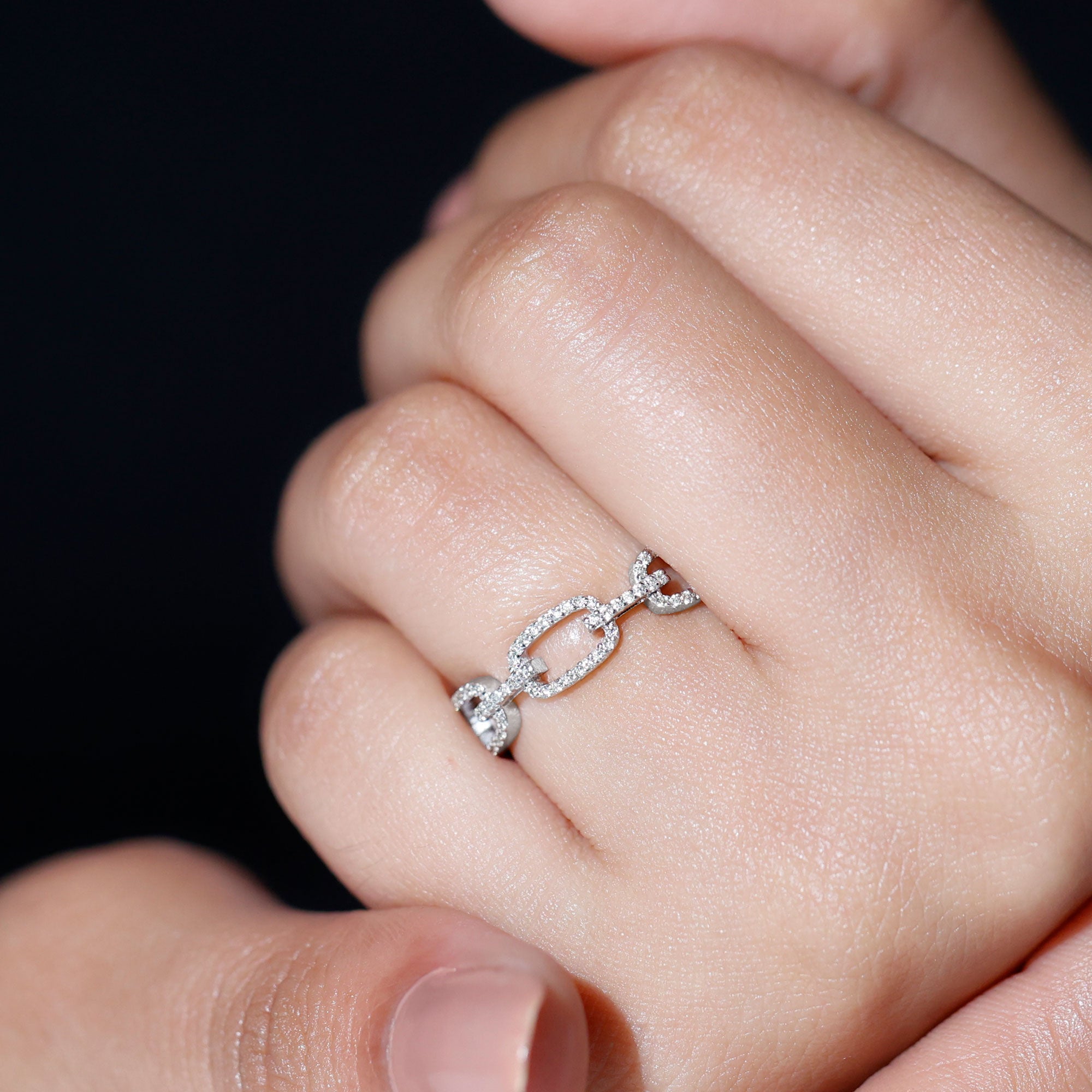 Minimal Cubic Zirconia Chain Link Ring AAAA - Rosec Jewels