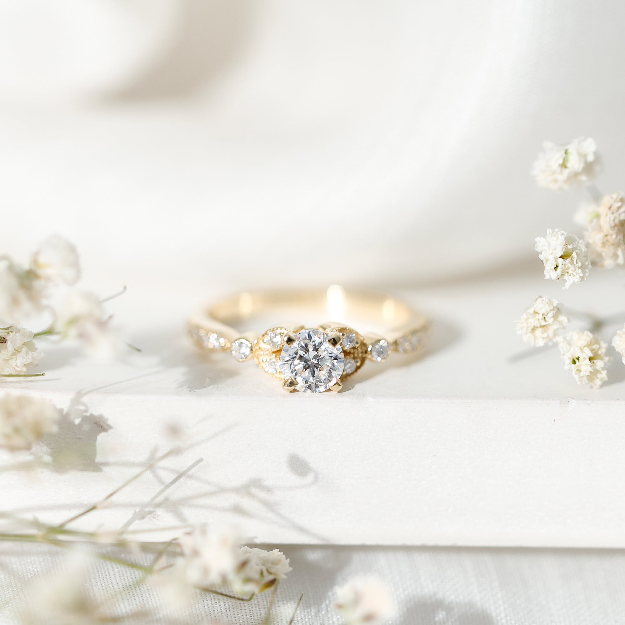 Rosec Jewels-Vintage Inspired Zircon Engagement Ring for Women