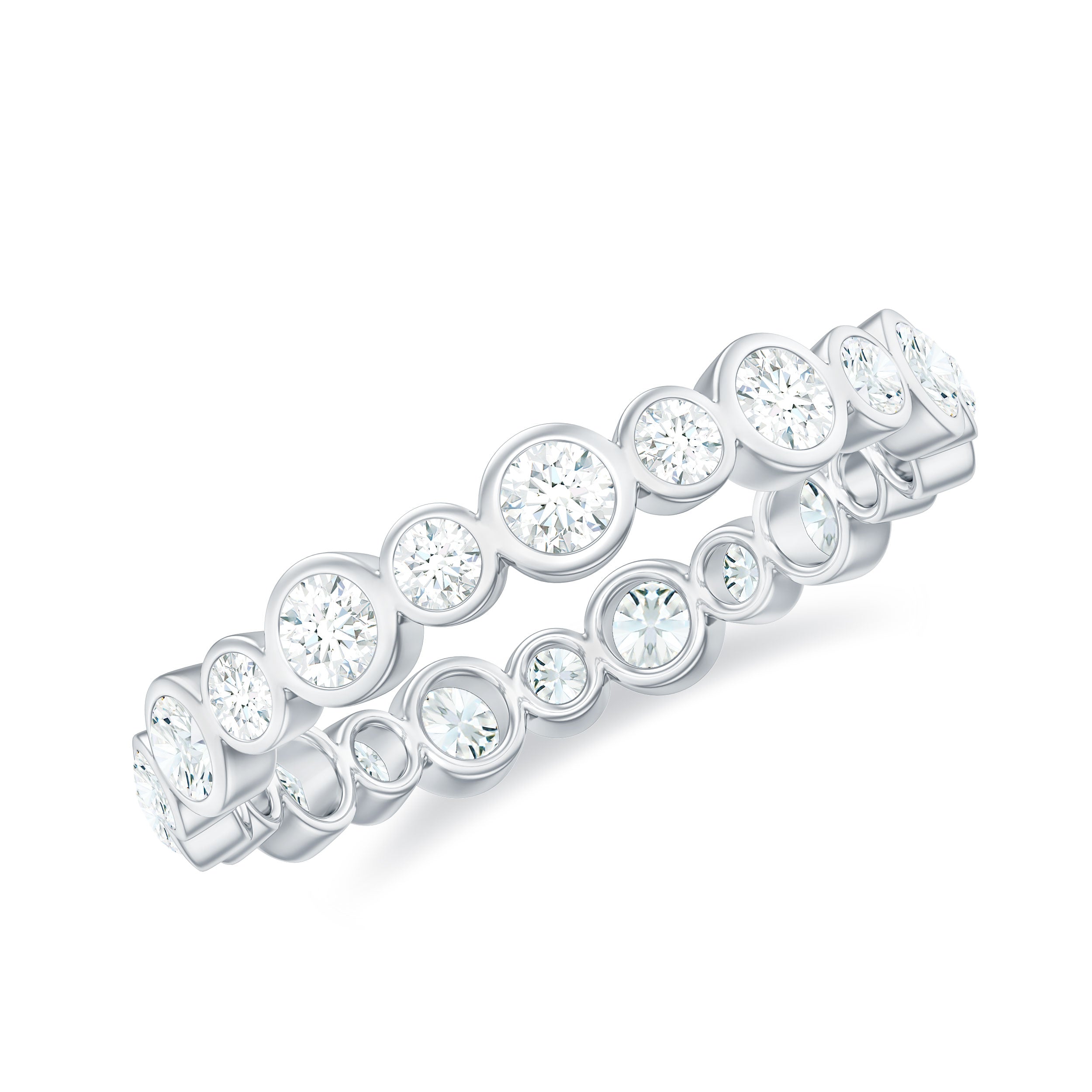 Bezel Set Round Cubic Zirconia Unique Full Eternity Ring AAAA - Rosec Jewels