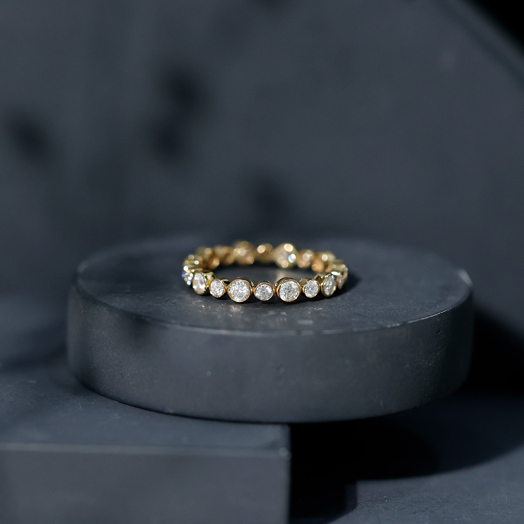 Bezel Set Round Cubic Zirconia Unique Full Eternity Ring AAAA - Rosec Jewels