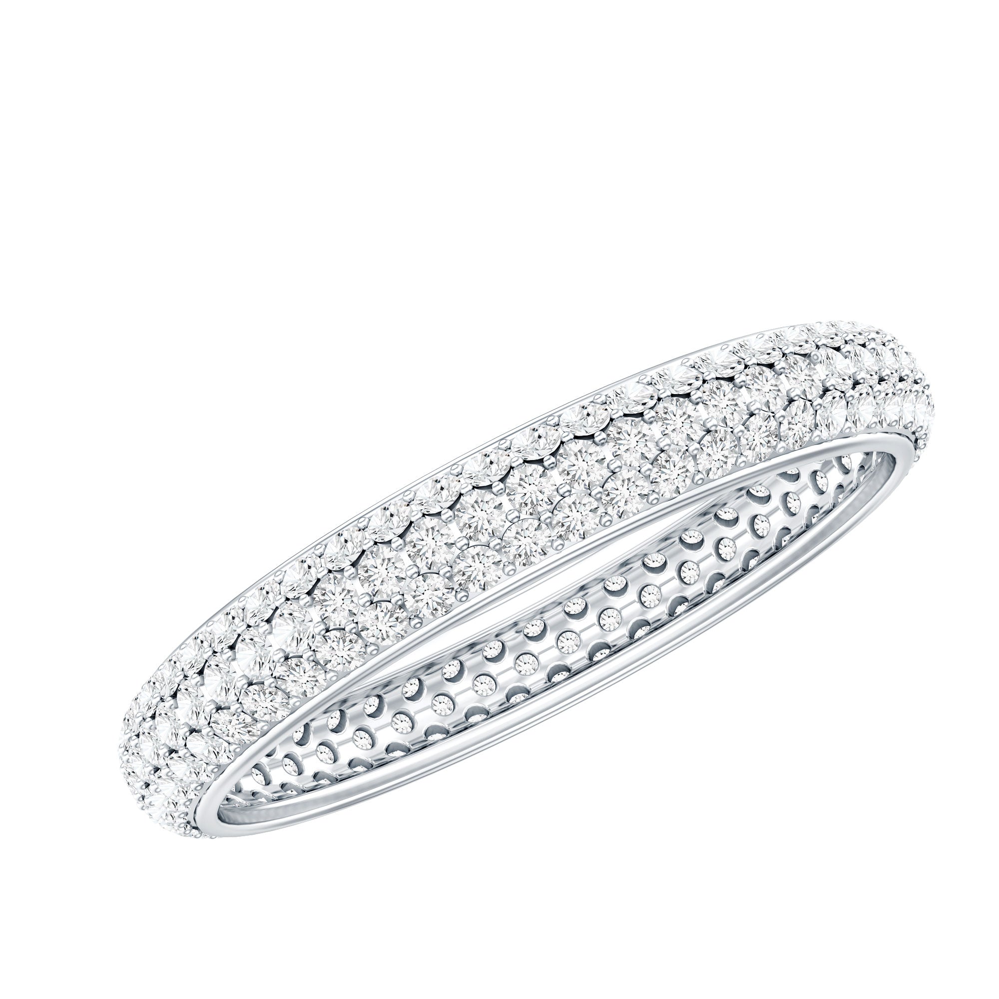 Pave Set Cubic Zirconia Eternity Wedding Band for Women AAAA - Rosec Jewels