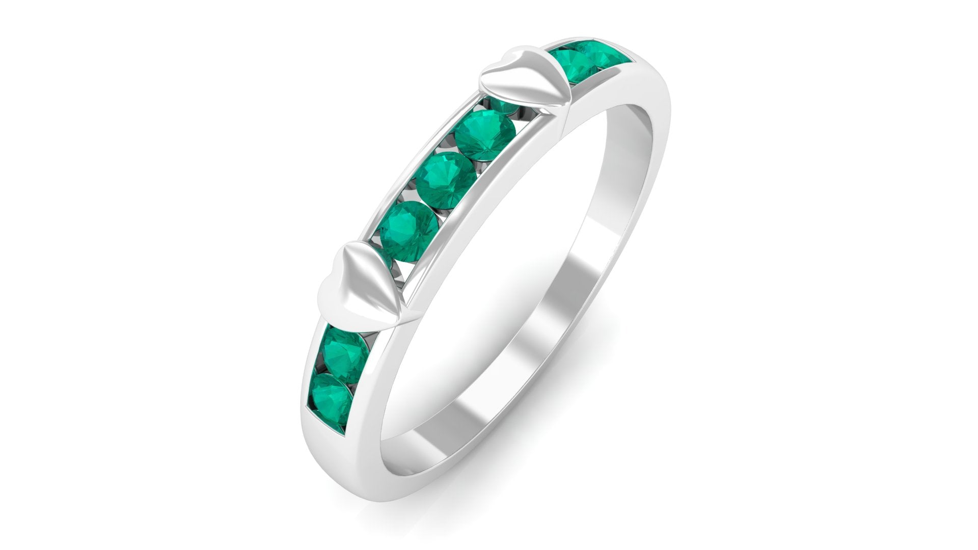 Natural Emerald Heart Eternity Ring in Channel Setting AAA - Rosec Jewels