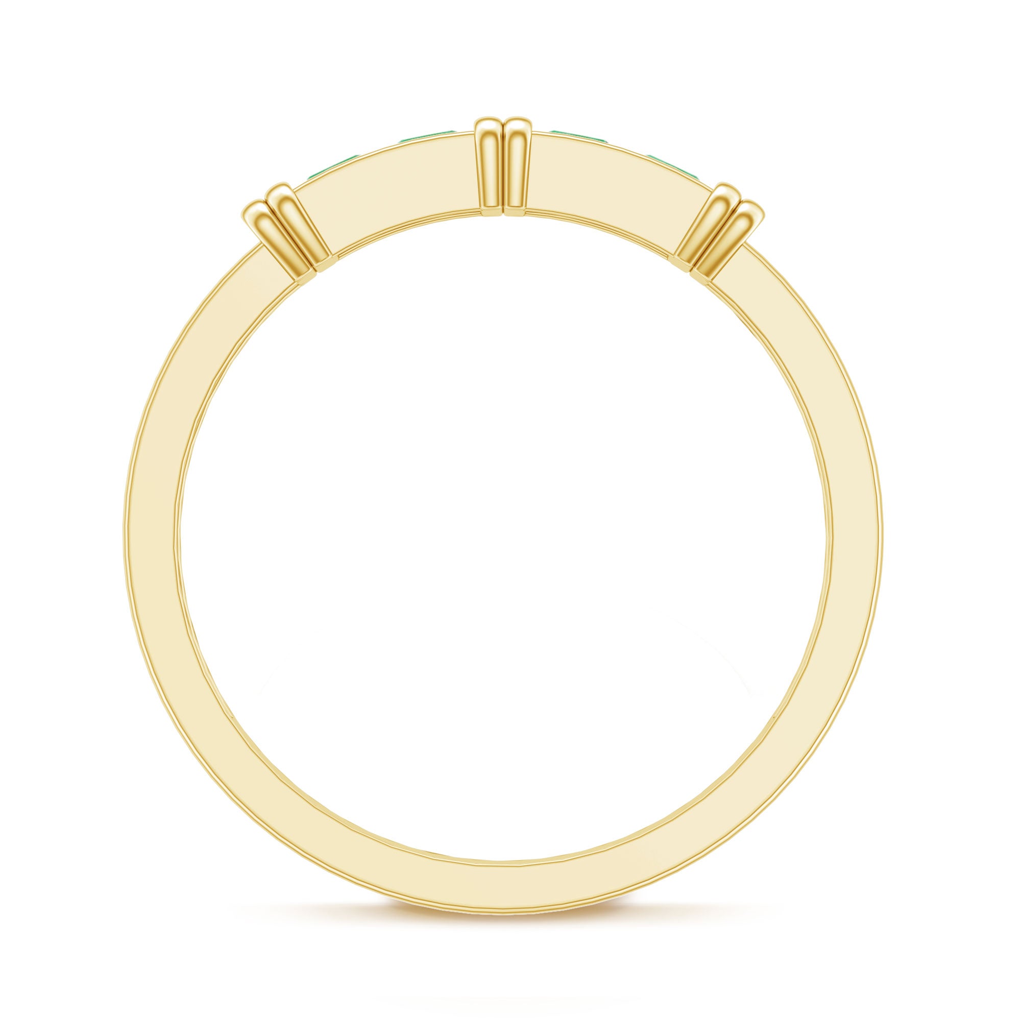 Princess Cut Real Emerald Band Ring in Channel Setting AAA - Rosec Jewels