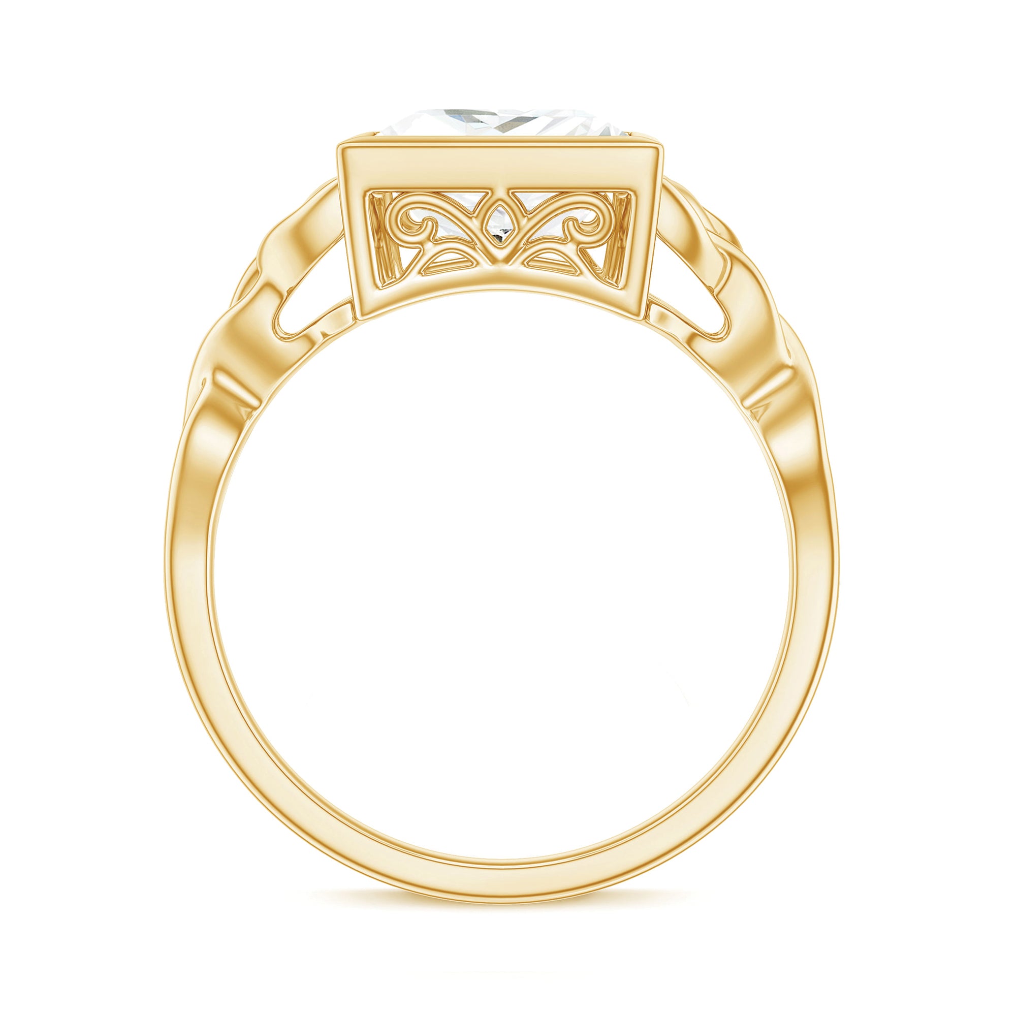 Princess Cut Moissanite Celtic Engagement Ring in Bezel Setting D-VS1 - Rosec Jewels