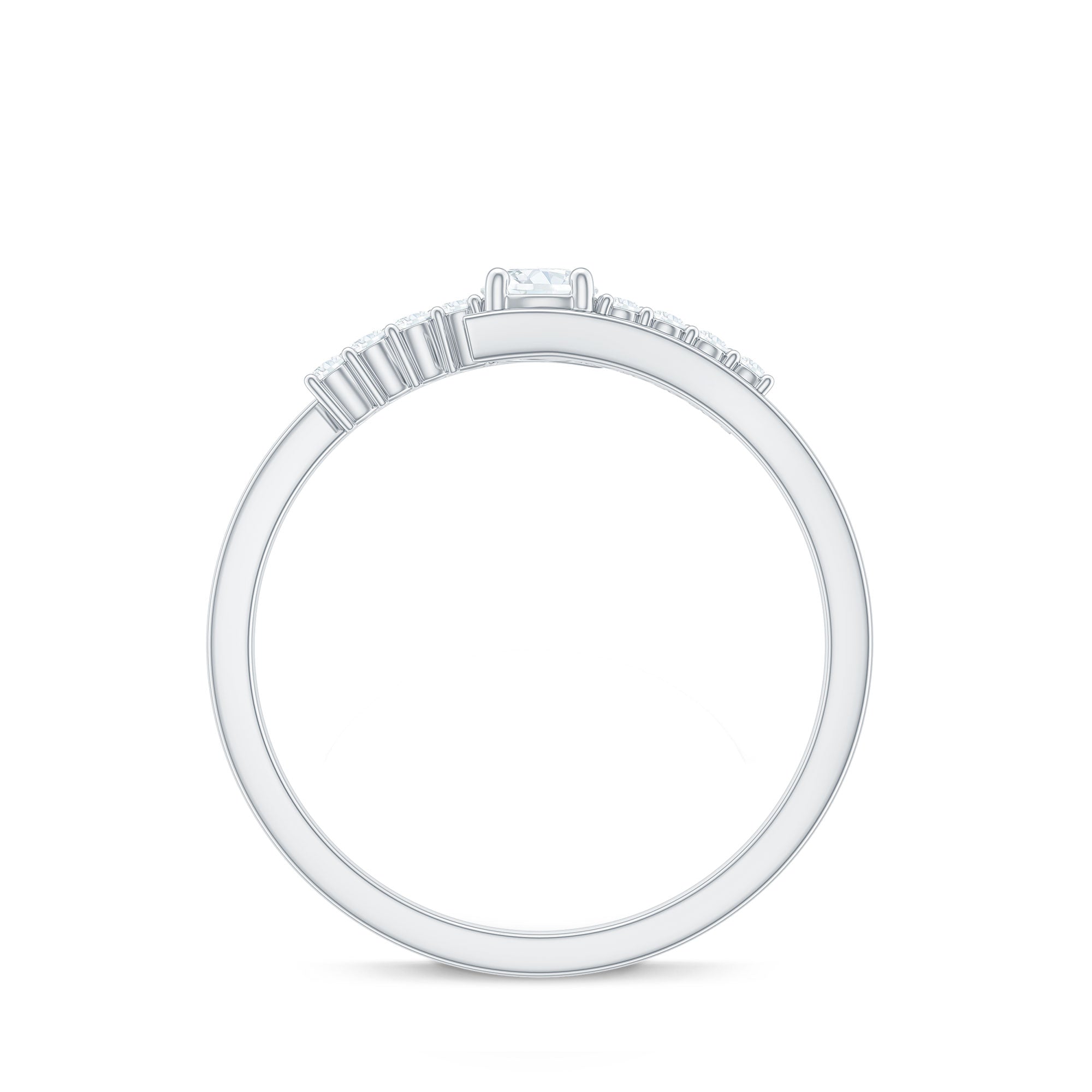 Diamond Promise Ring with Bypass Shank Natural - ( HI-SI ) - Rosec Jewels