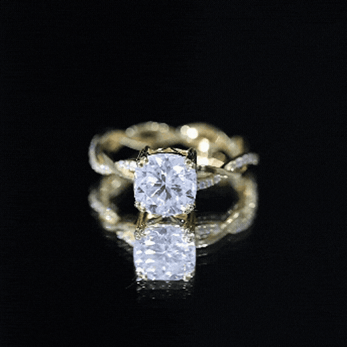 Cushion Cut Solitaire Moissanite Braided Engagement Ring D-VS1 - Rosec Jewels