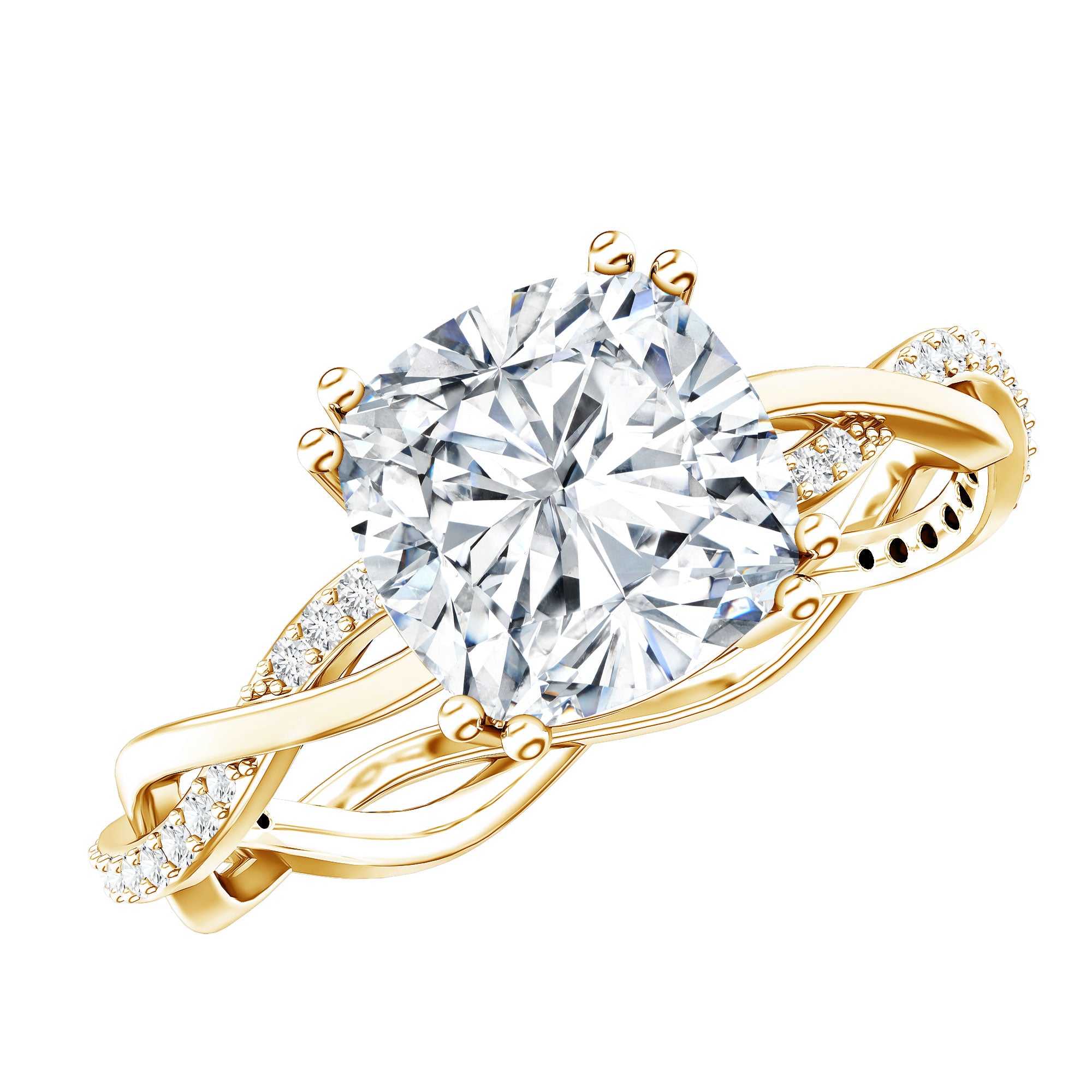Cushion Cut Solitaire Moissanite Braided Engagement Ring D-VS1 - Rosec Jewels