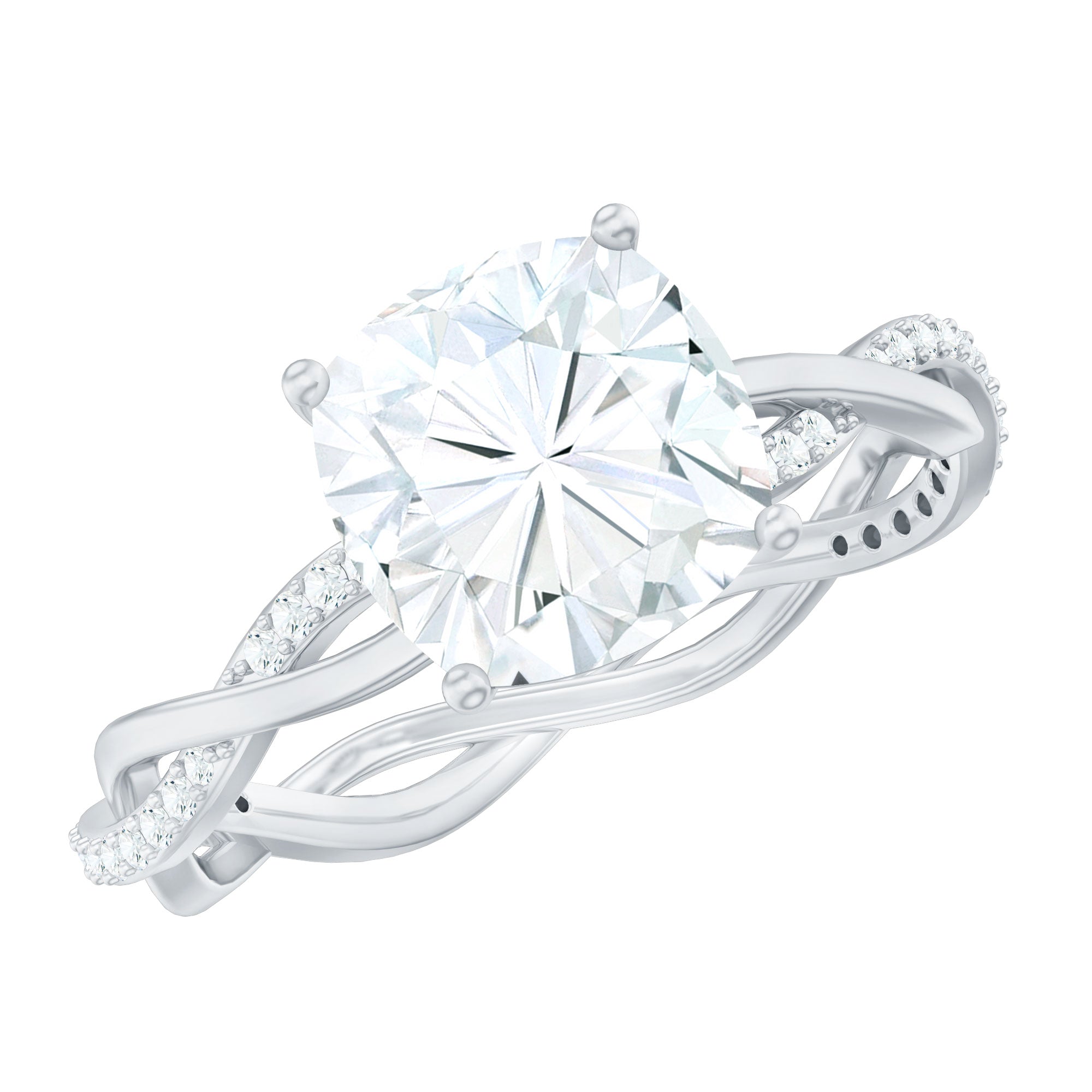 8 MM Moissanite Cushion Cut Hidden Halo Engagement Rings D-VS1 - Rosec Jewels