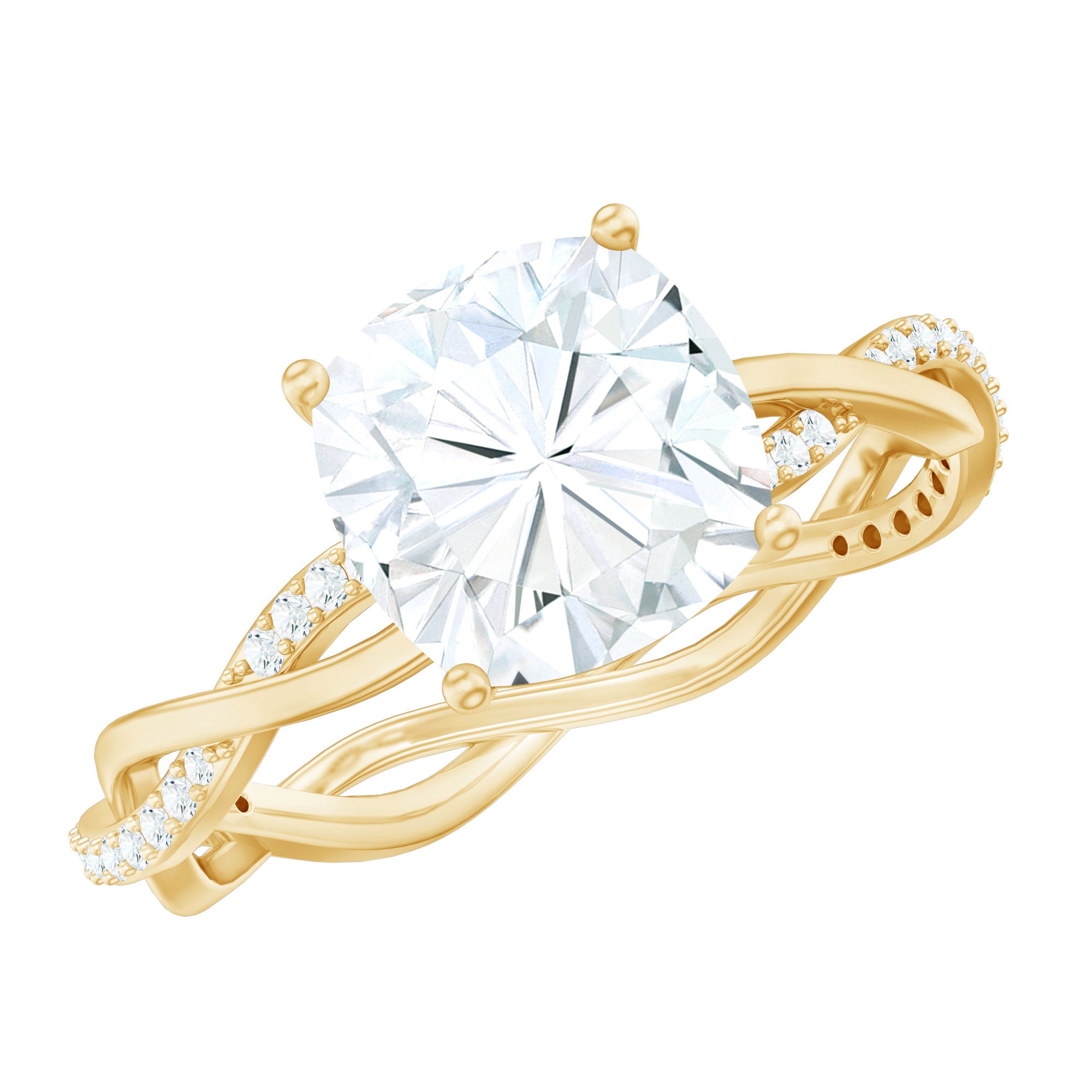 8 MM Moissanite Cushion Cut Hidden Halo Engagement Rings D-VS1 - Rosec Jewels