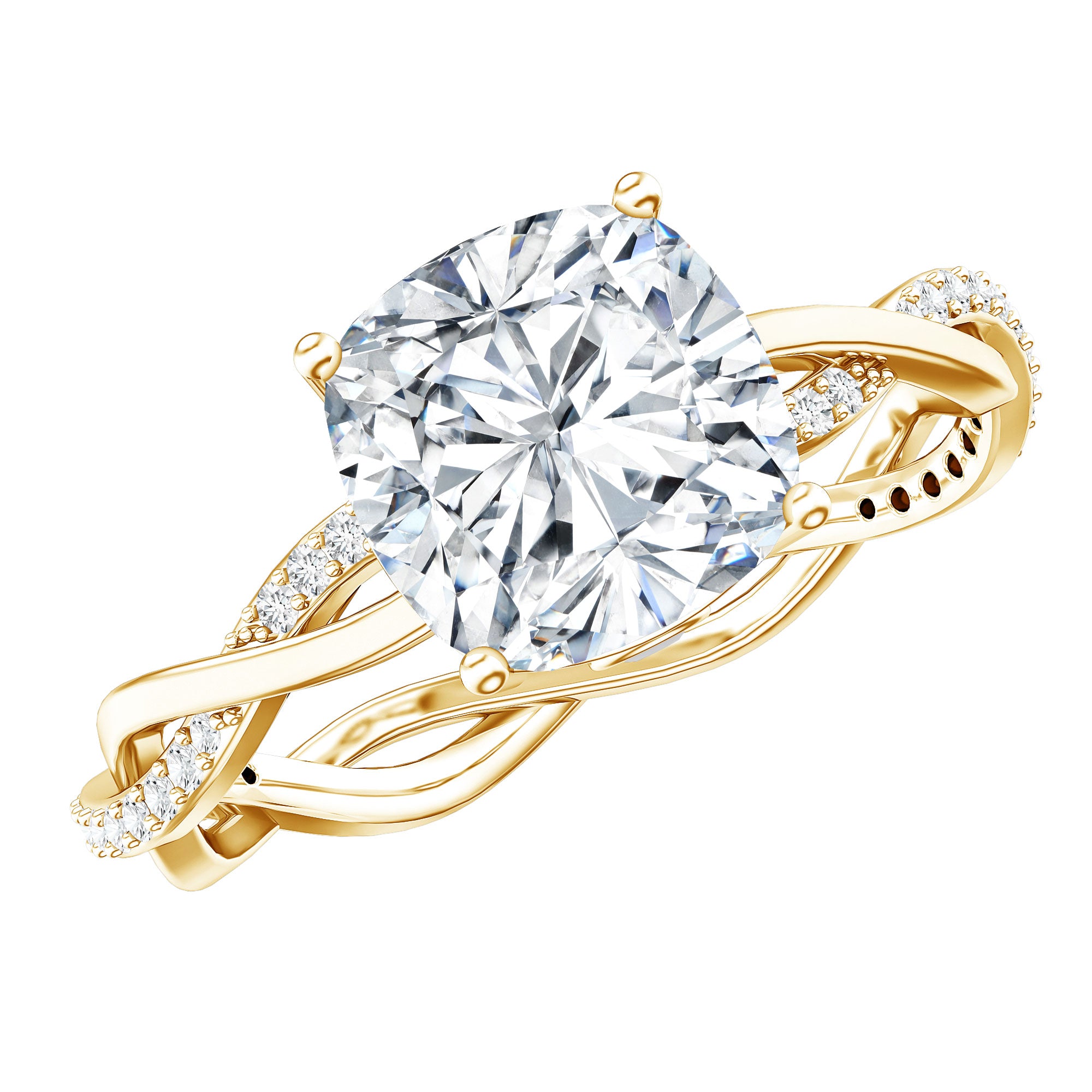 Cushion Cut Solitaire Moissanite Engagement Ring For Her D-VS1 - Rosec Jewels
