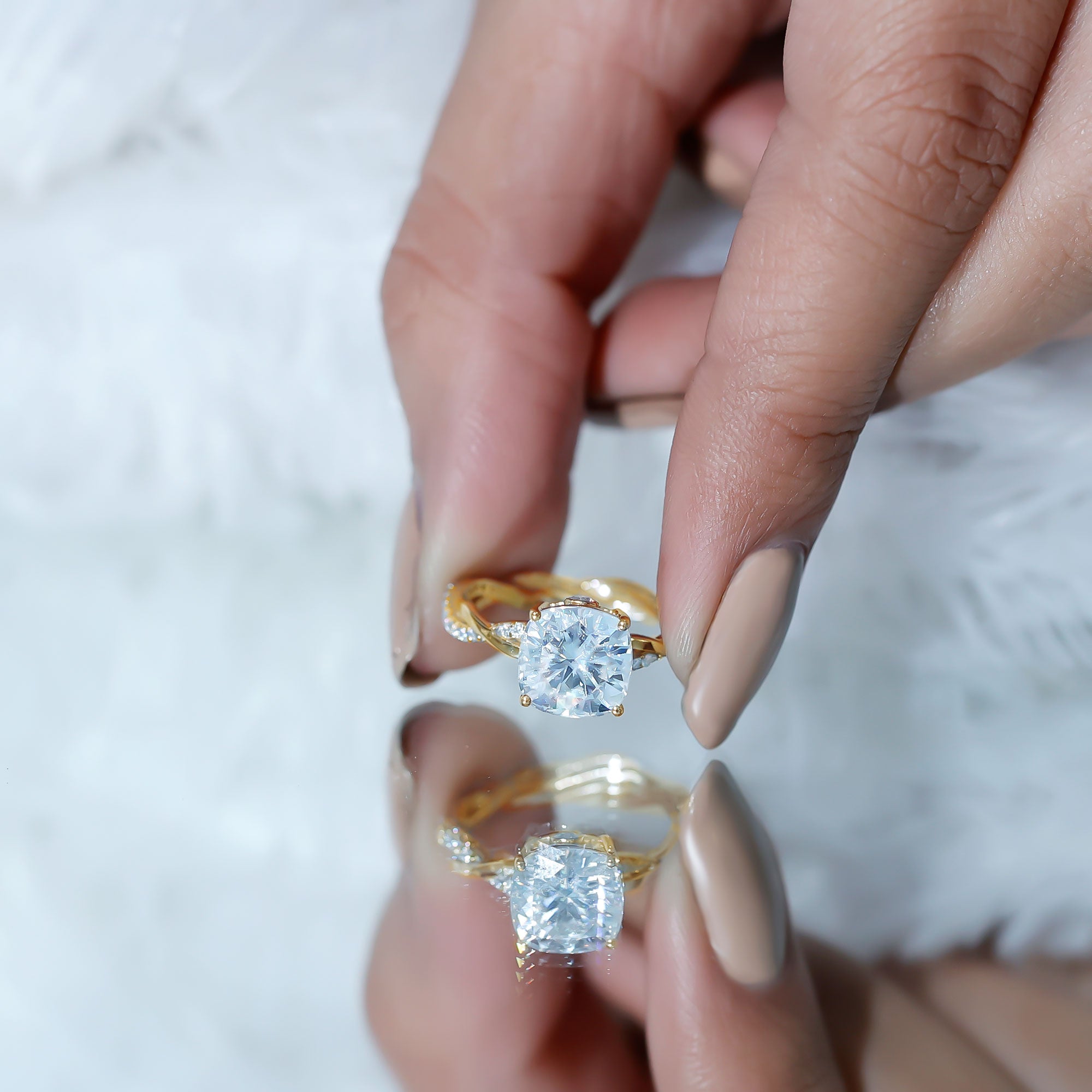 Cushion Cut Solitaire Moissanite Engagement Ring For Her D-VS1 - Rosec Jewels