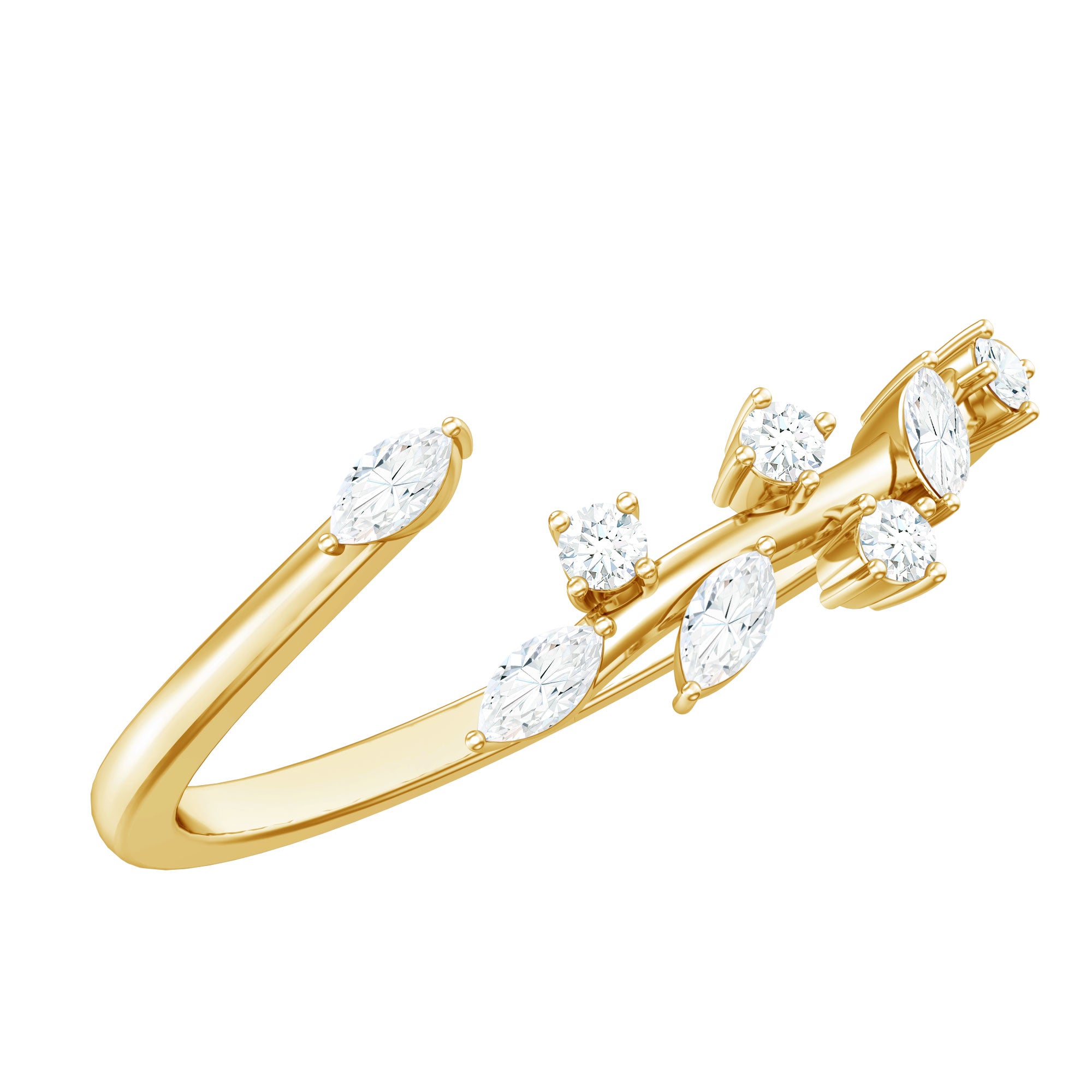 Marquise and Round Shape Natural Diamond Wrap Ring Natural - ( HI-SI ) - Rosec Jewels