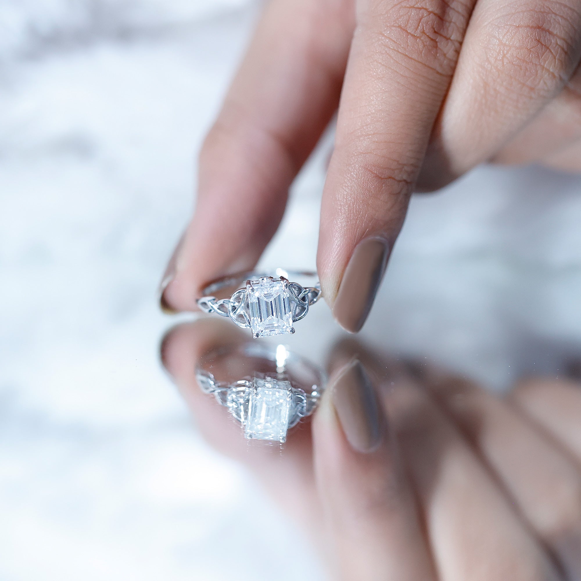 2 CT Moissanite Engagement Ring with Celtic Details D-VS1 - Rosec Jewels