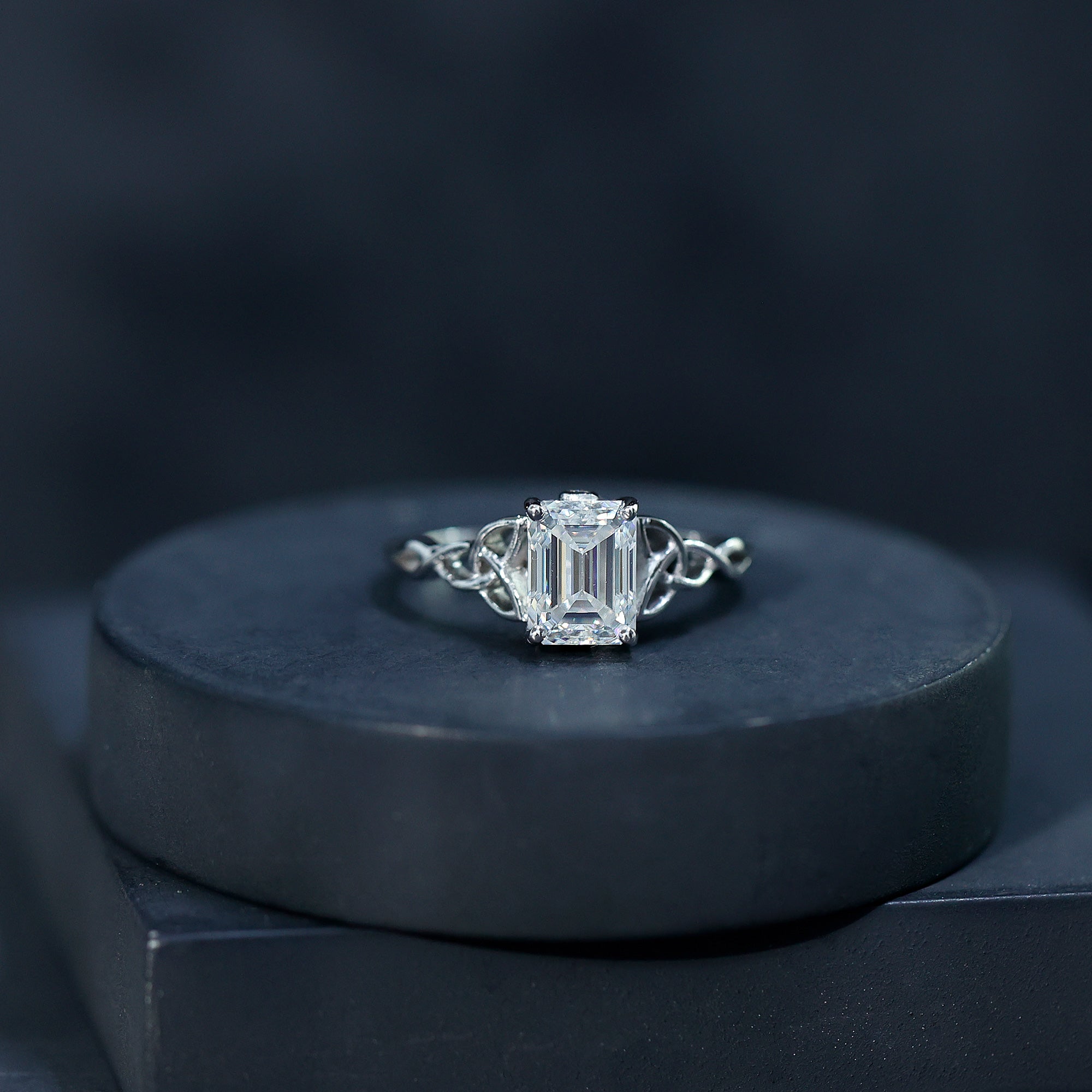 Rosec Jewels-2 CT Moissanite Engagement Ring with Celtic Details