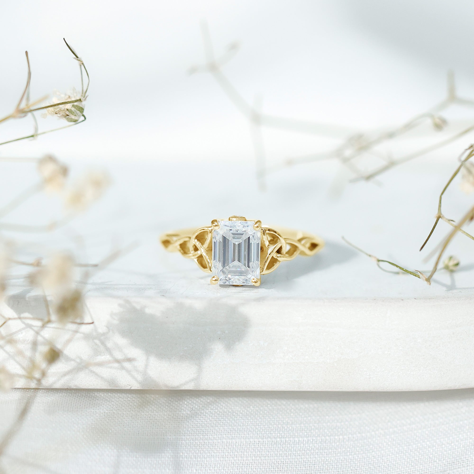 2 CT Moissanite Engagement Ring with Celtic Details D-VS1 - Rosec Jewels