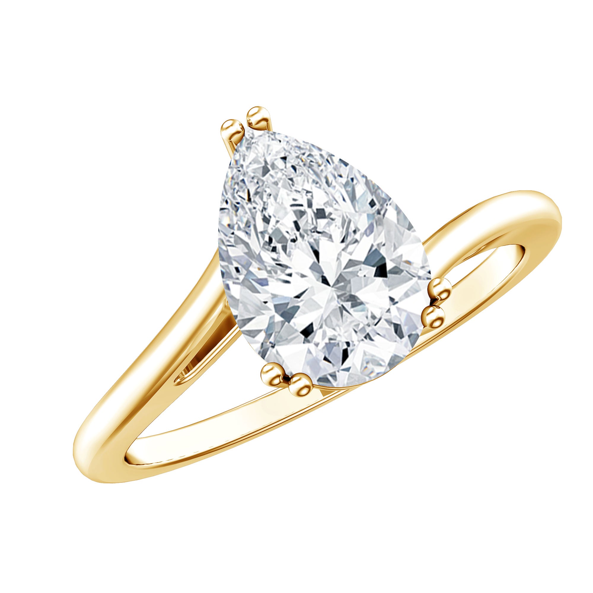 Pear Engagement Ring With Certified Moissanite D-VS1 - Rosec Jewels