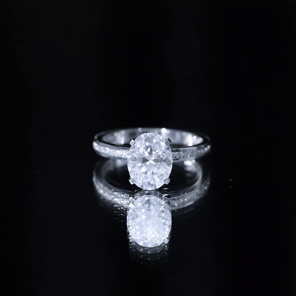 7X9 MM Solitaire Moissanite Oval Engagement Ring with Channel Set D-VS1 - Rosec Jewels
