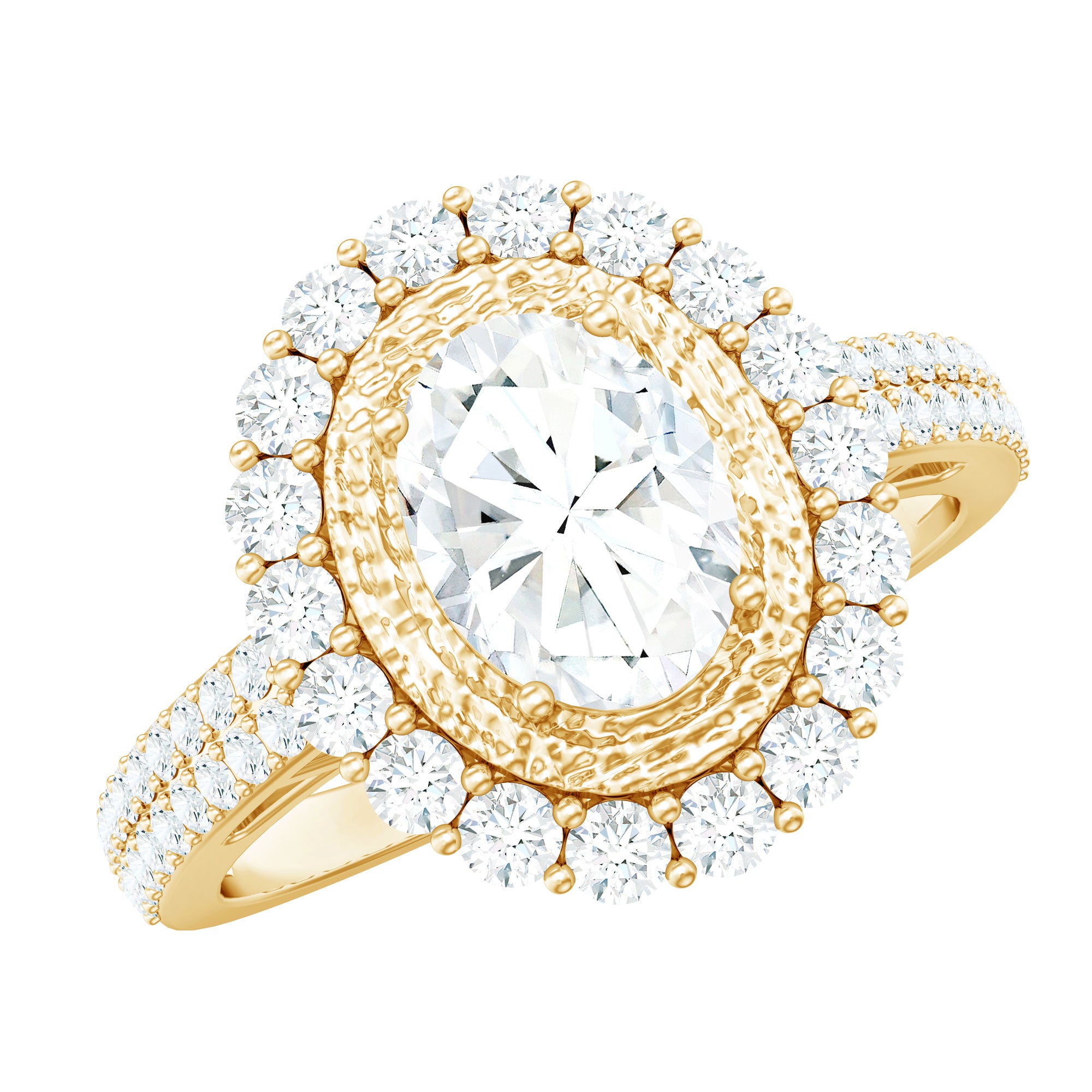 3.25 CT Vintage Inspired Zircon Oval Engagement Ring AAAA - Rosec Jewels