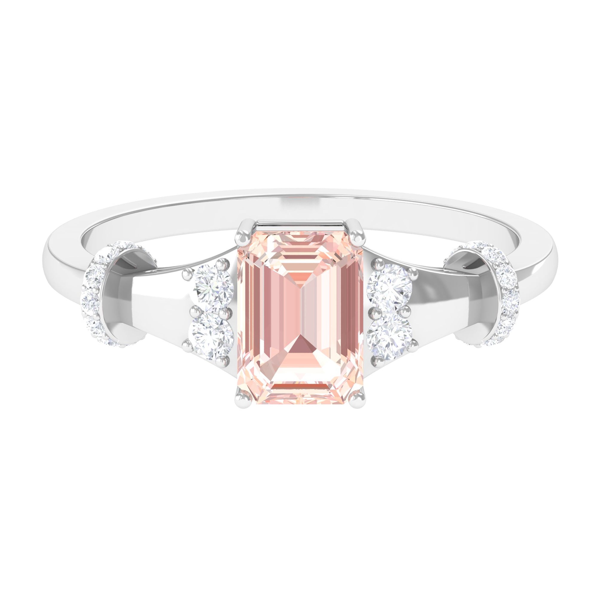 1.25 Ct Designer Morganite and Diamond Engagement Ring
