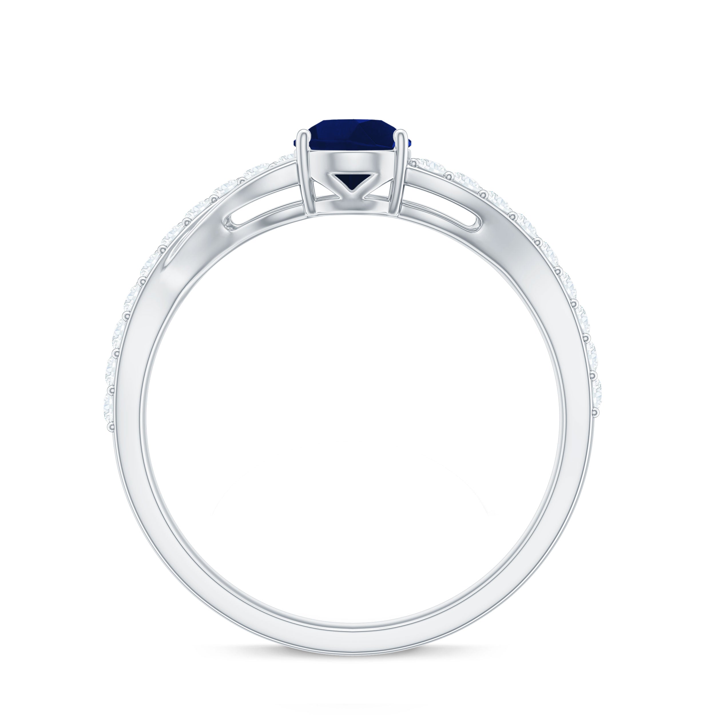 Genuine 0.5 Carat Pear Shaped Blue Sapphire Split Shank Engagement Ring with Certificate AAA - Rosec Jewels